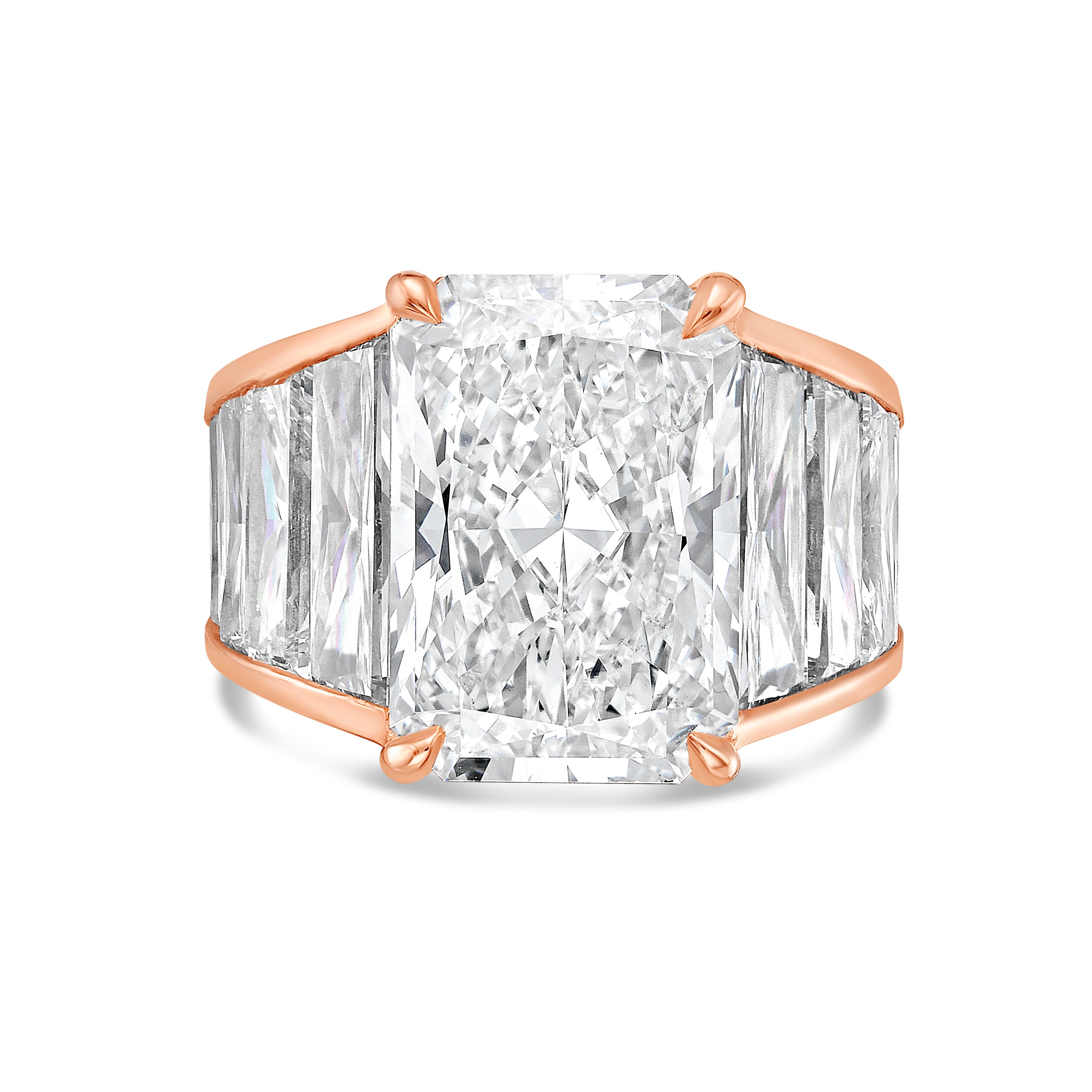 Lab Grown Radiant Ring with Tapered Baguettes