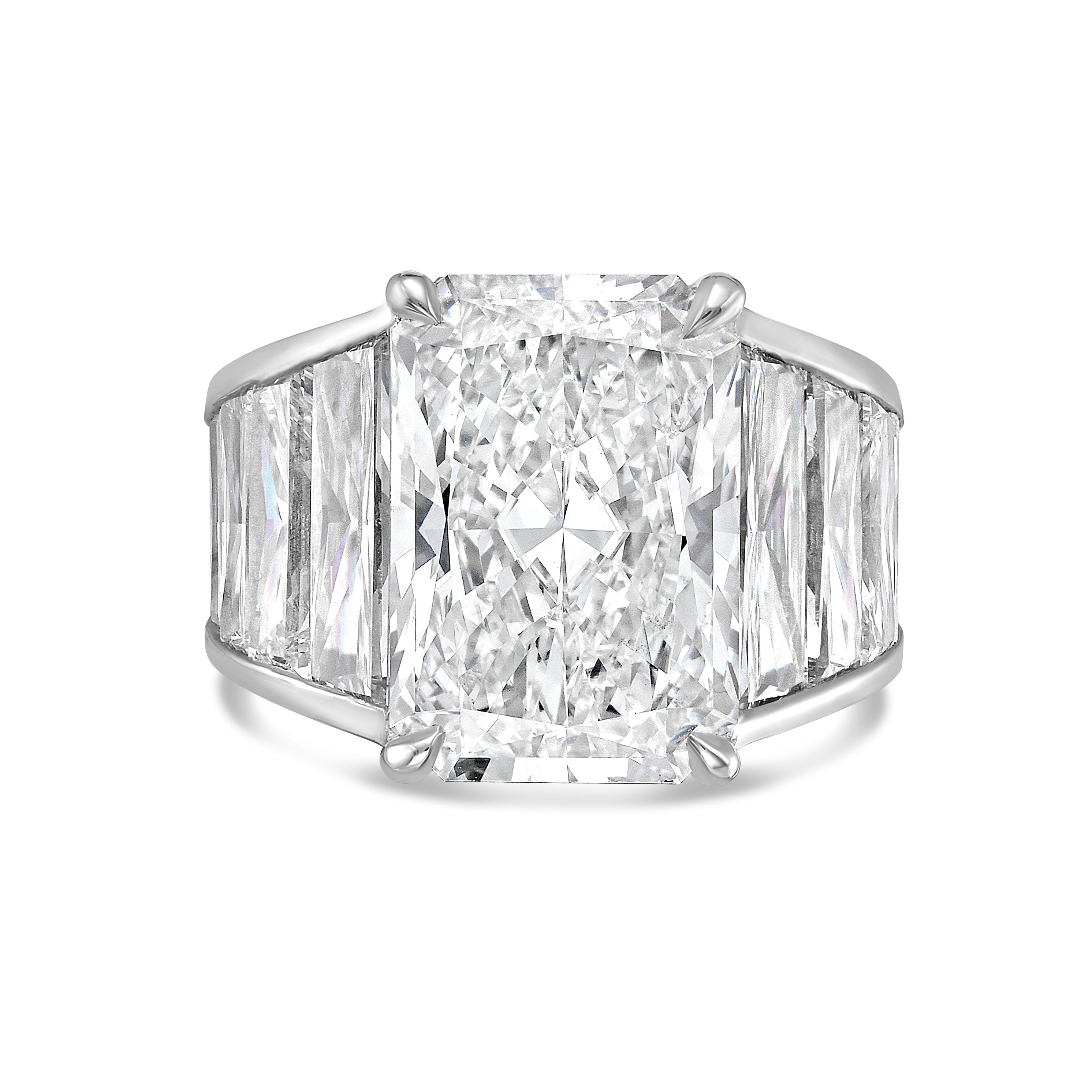 Lab Grown Radiant Ring with Tapered Baguettes