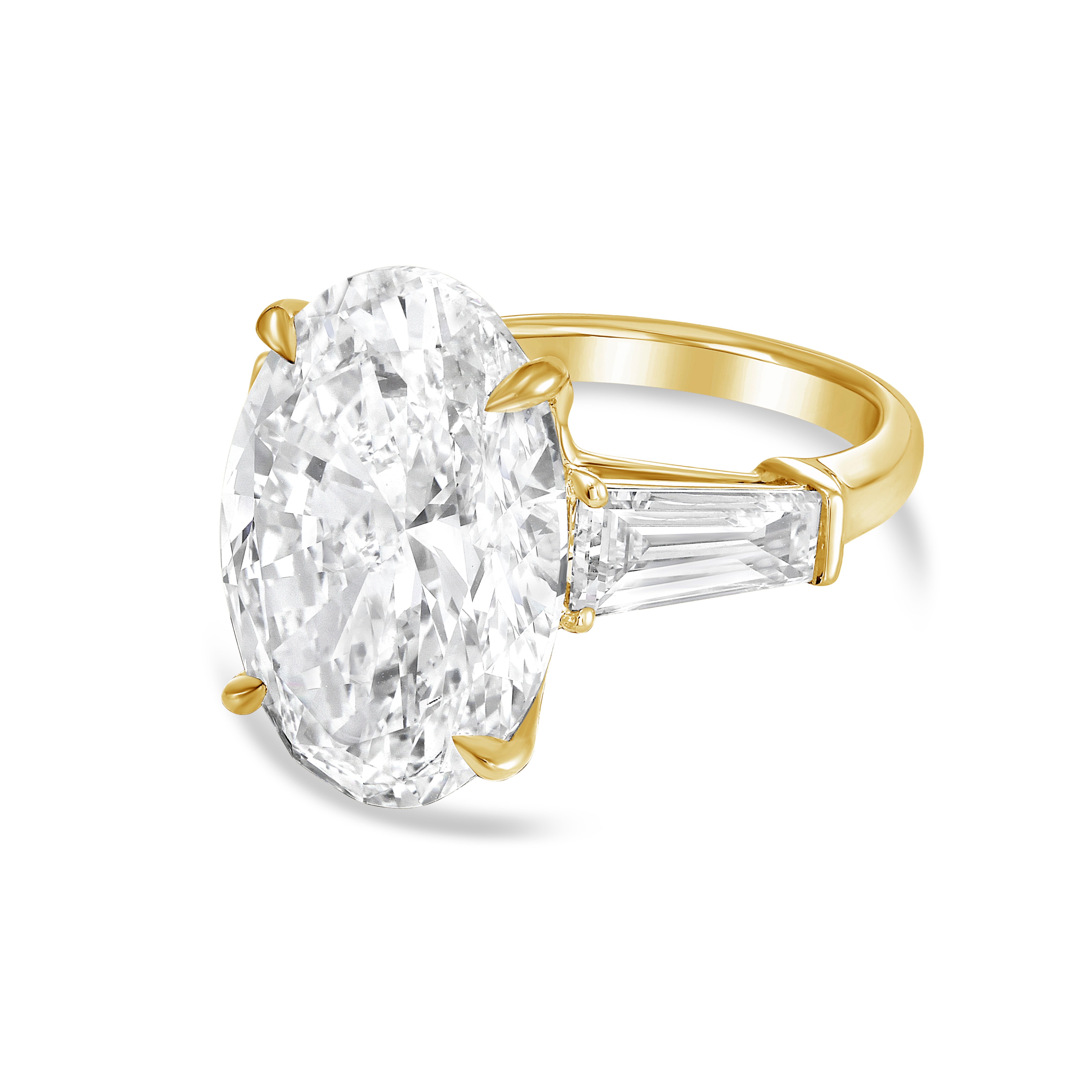 Lab Grown Oval Diamond Ring with Baguettes