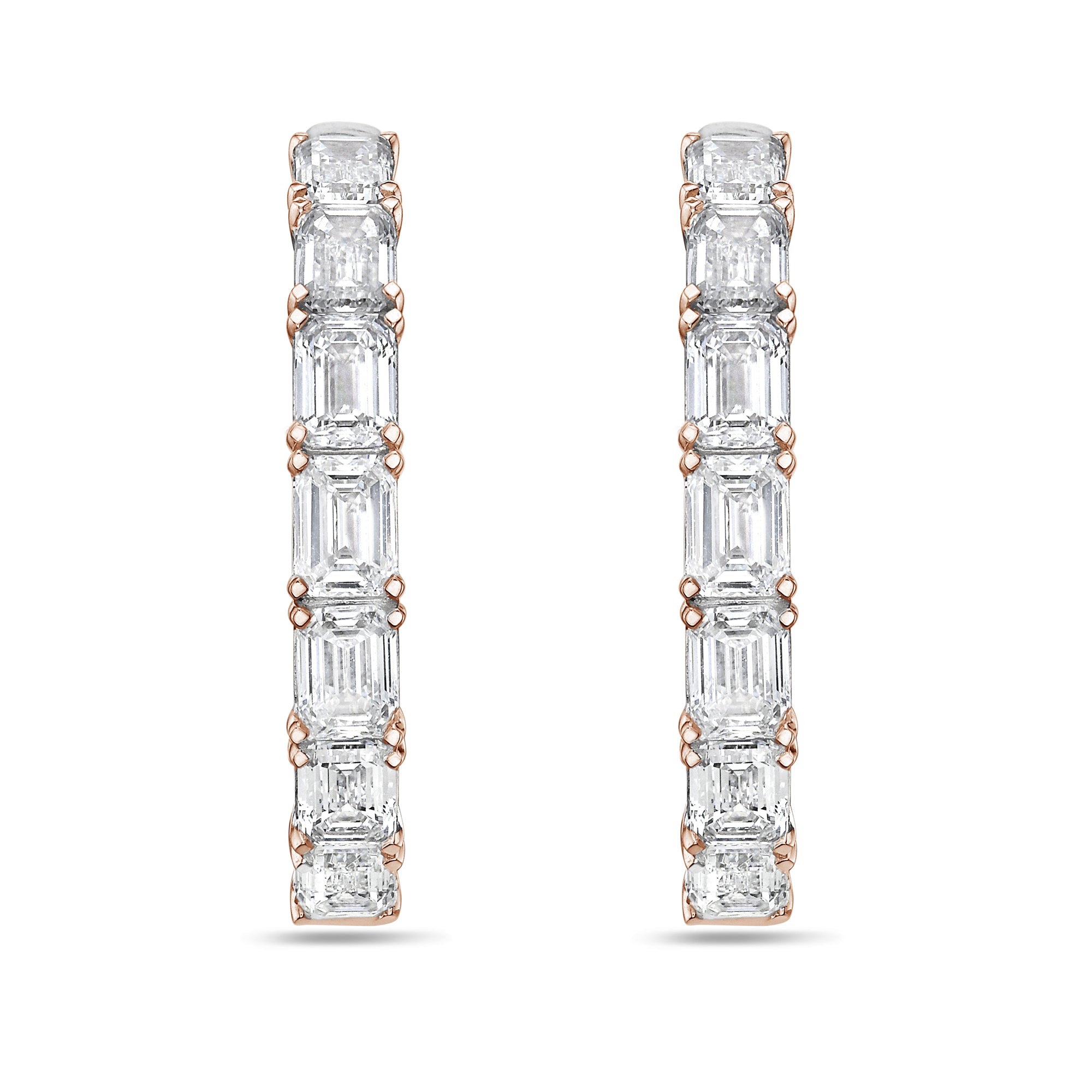 Lab Grown Emerald Diamond Hoop Earrings - 1.75"