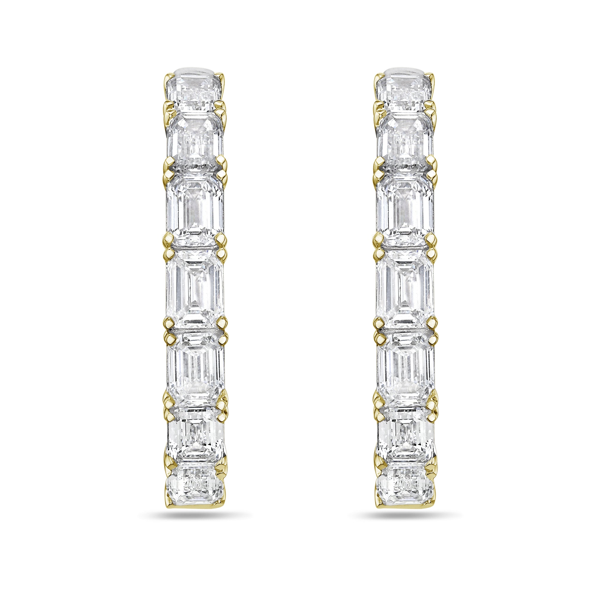 Lab Grown Emerald Diamond Hoop Earrings - 1.75"