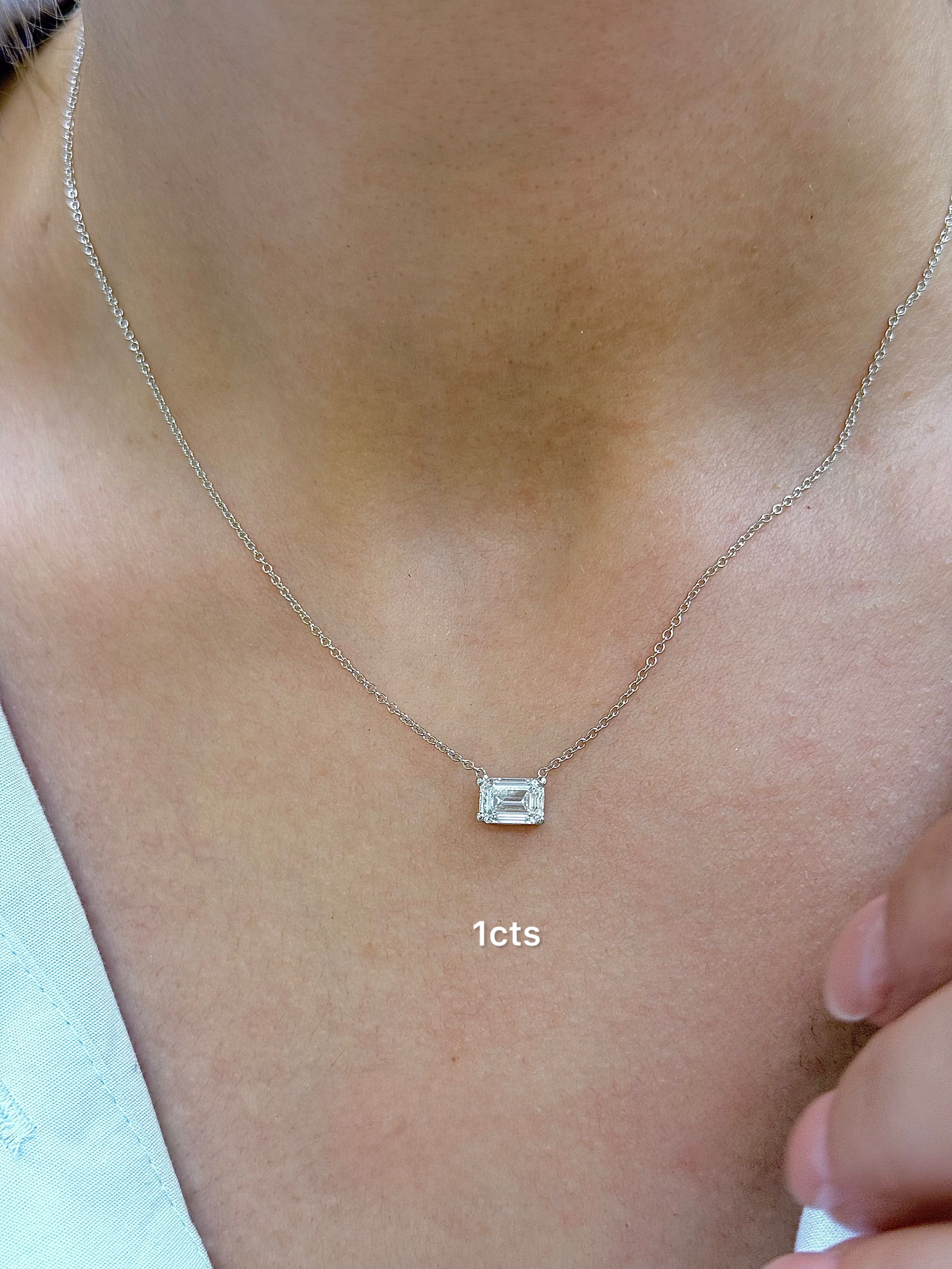 Lab Grown Diamond EAST WEST EMERALD Cut Pendant