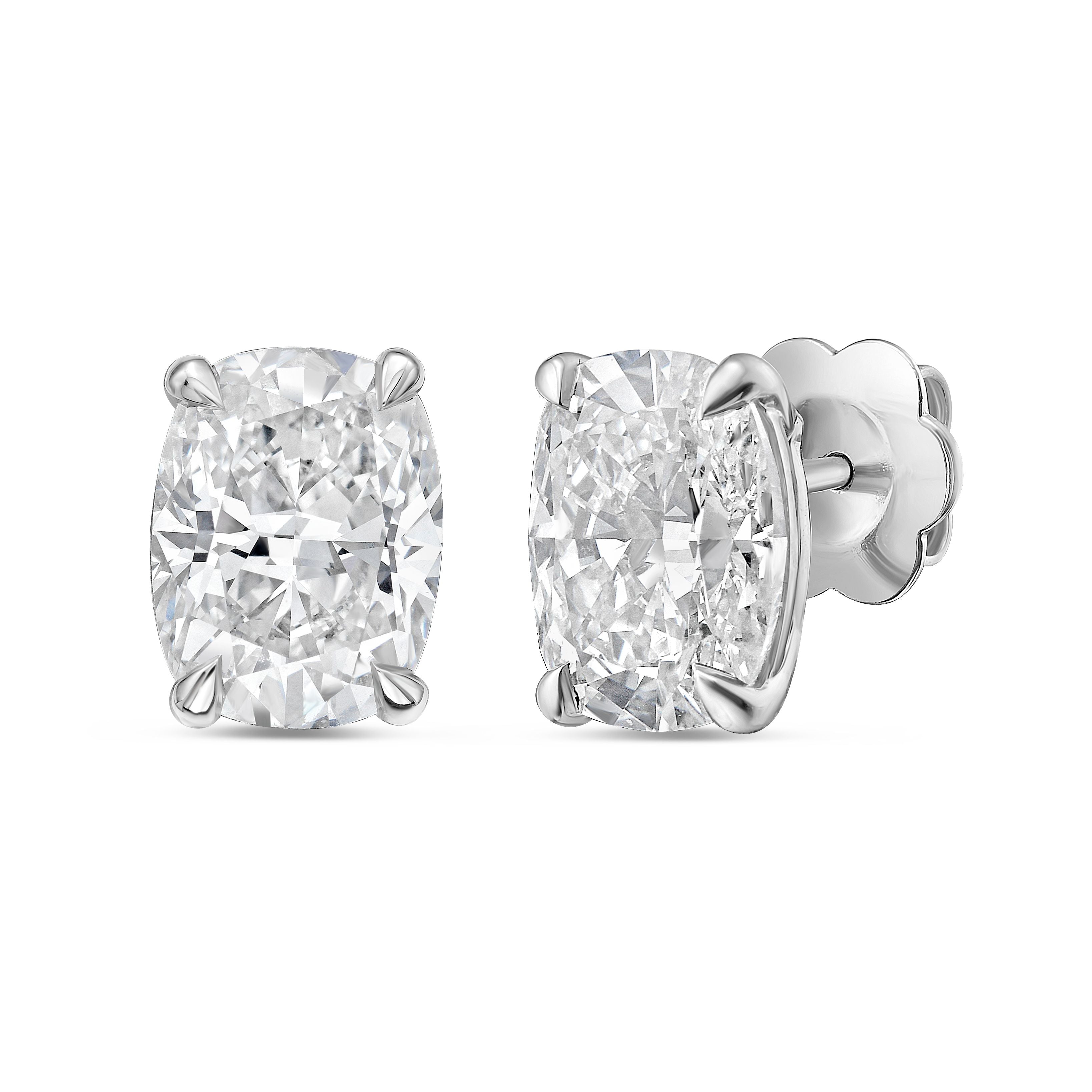 Elongated cushion lab-grown diamond earrings yellow gold