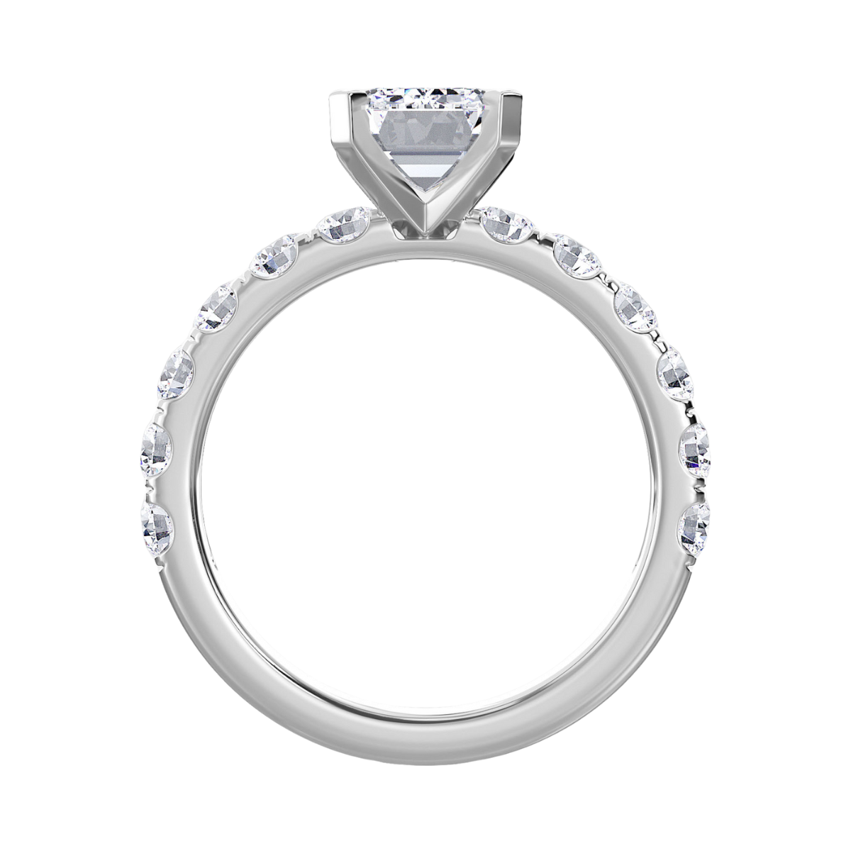 Emerald Cut Diamond Pave Engagement Ring
