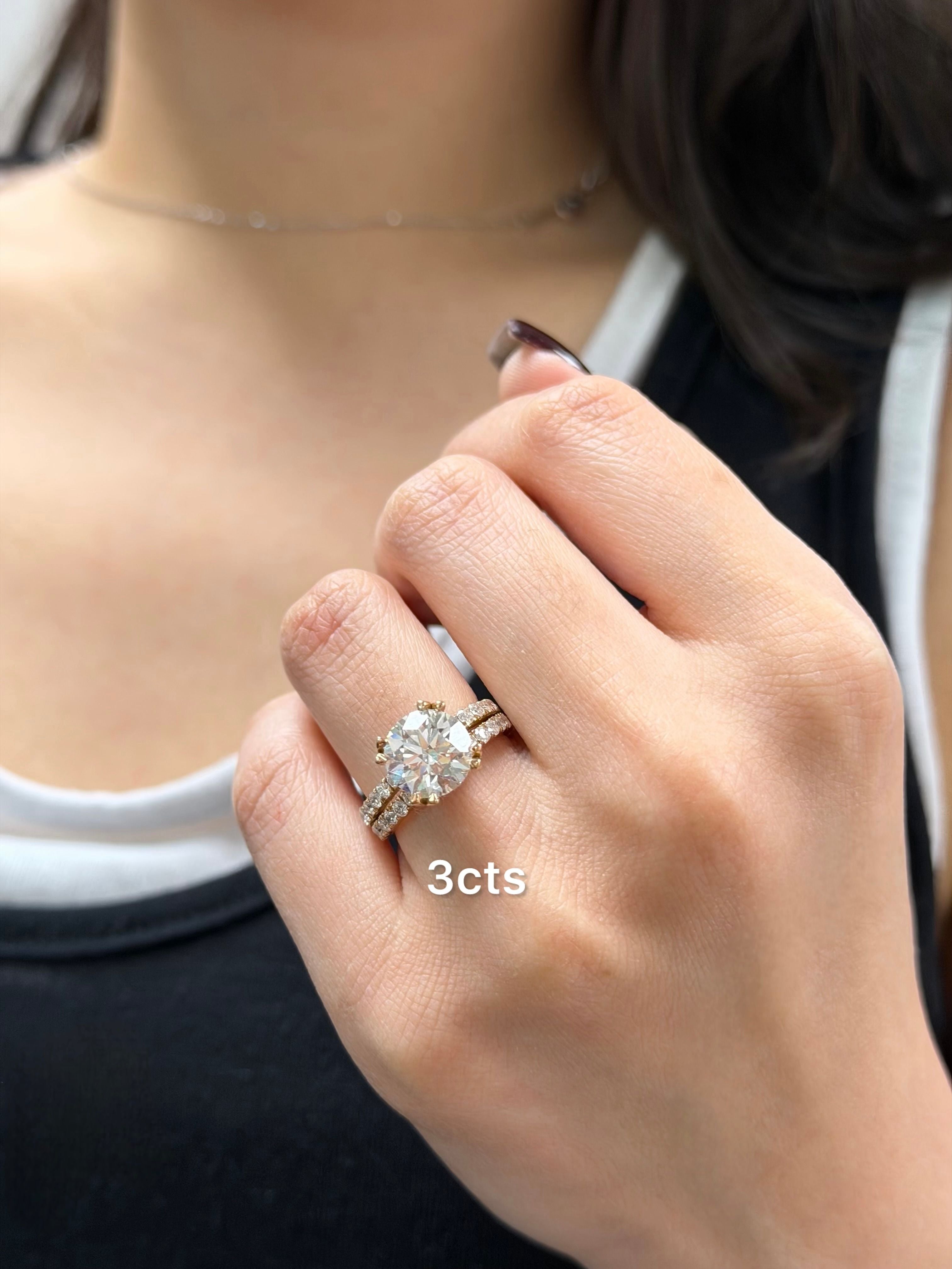 Lab Grown Round Diamond Split Shank Engagement Ring