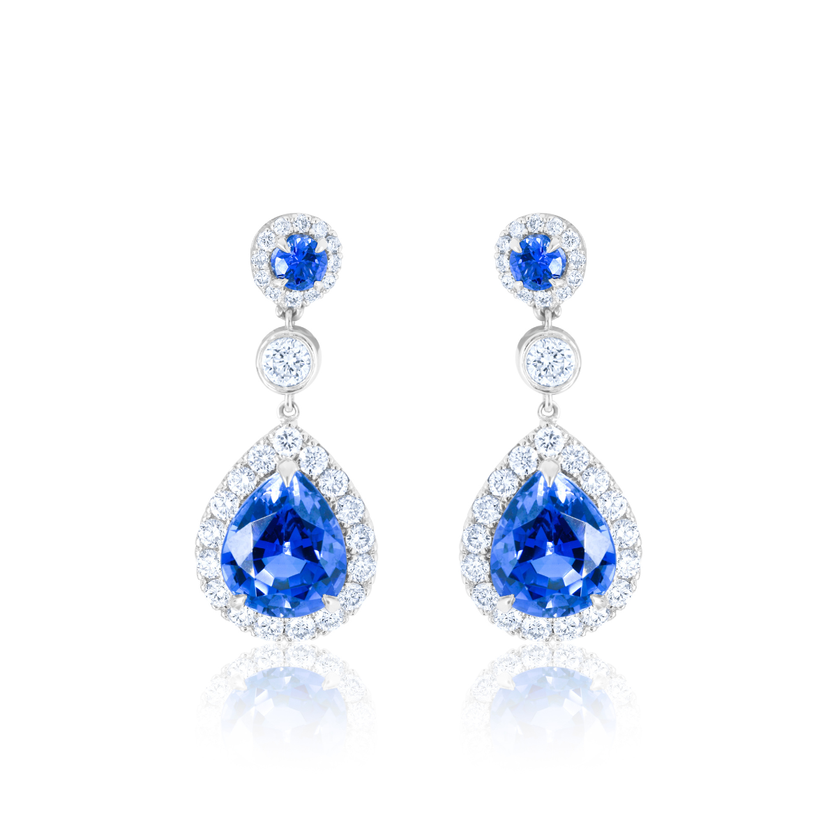 Sapphire Diamond Halo Drop Earring