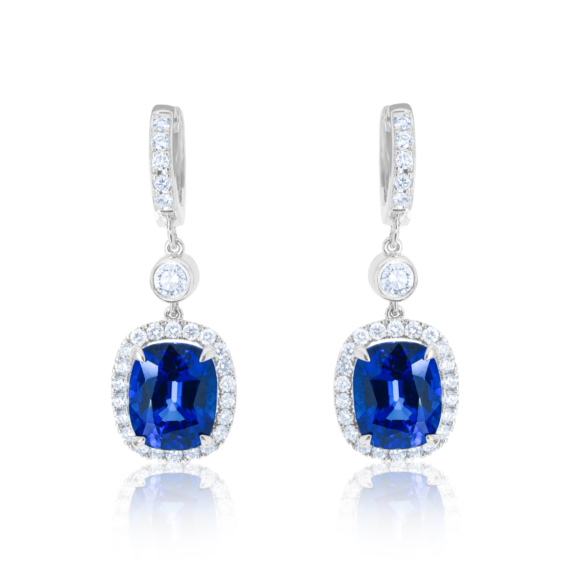 Sapphire Diamond Halo Drop Earring