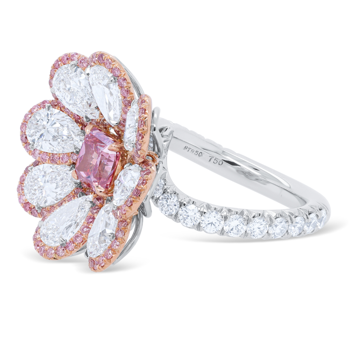 white gold diamond flower cluster ring