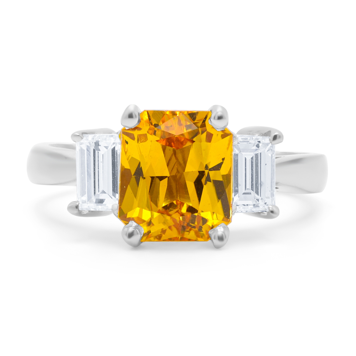 Yellow Sapphire Three Stone Ring