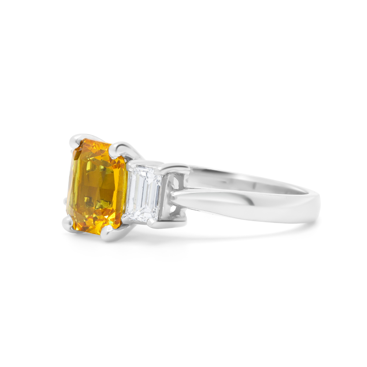 Yellow Sapphire Three Stone Ring