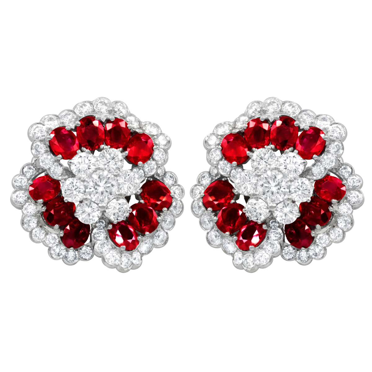 Ruby Flower Diamond Studs