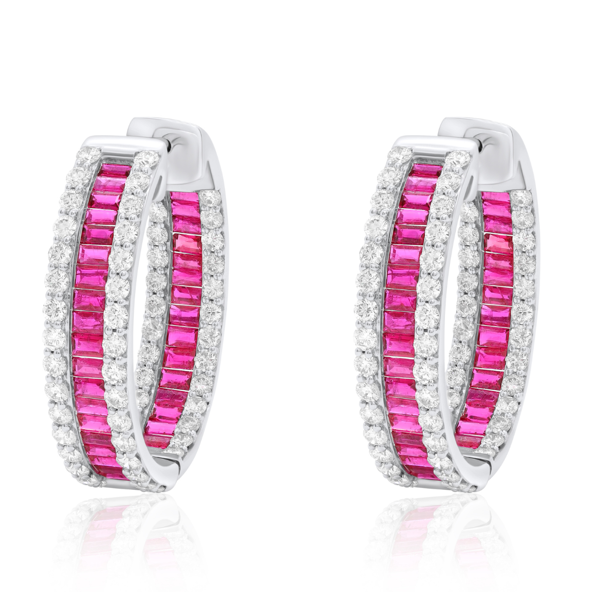Ruby Diamond Hoops