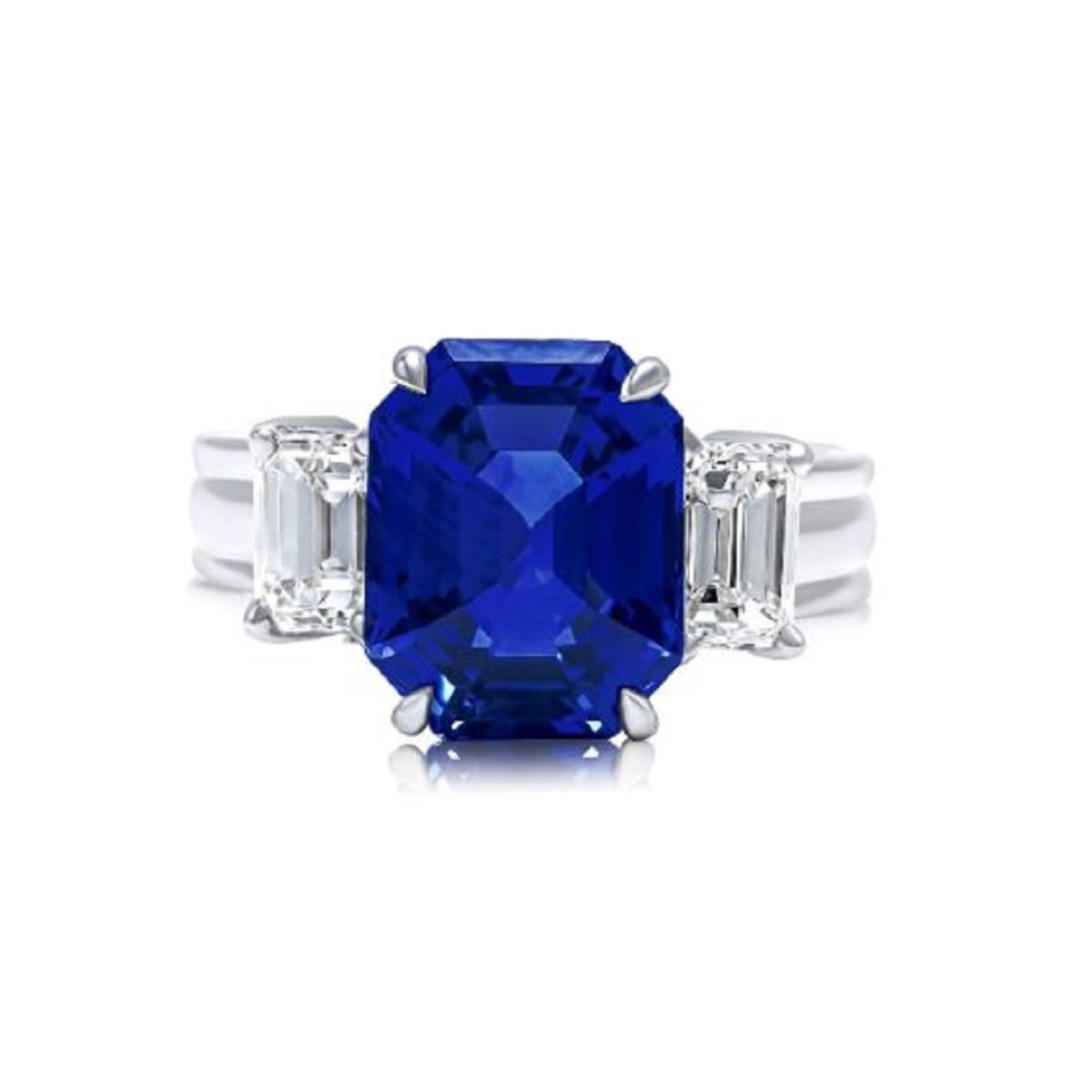 Three Stone Sapphire Diamond Ring