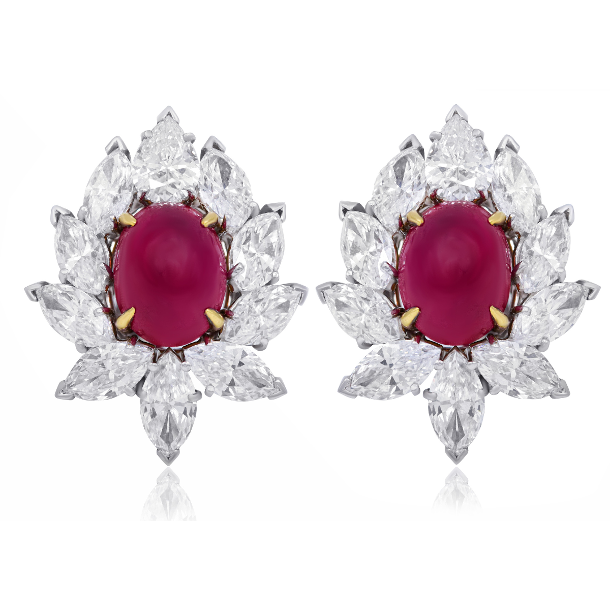 Ruby Diamond Halo Studs