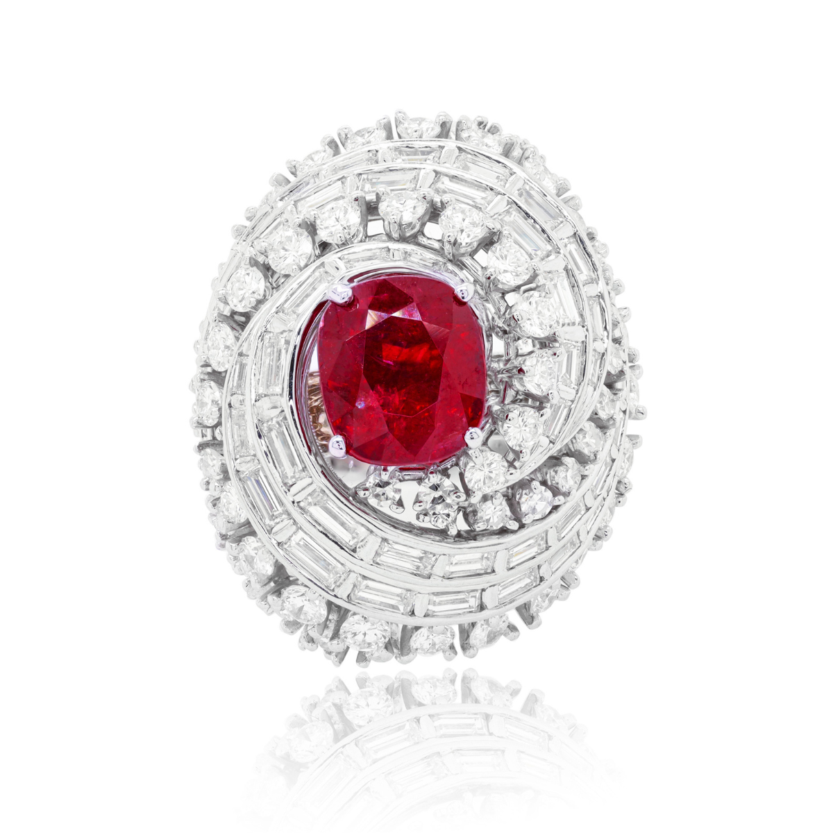 Spiral Ruby Diamond Ring