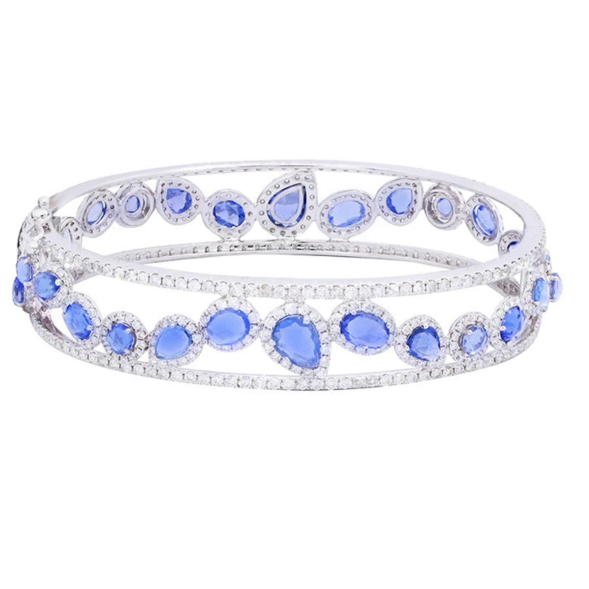 Rose Cut Sapphire and Diamond Bangle
