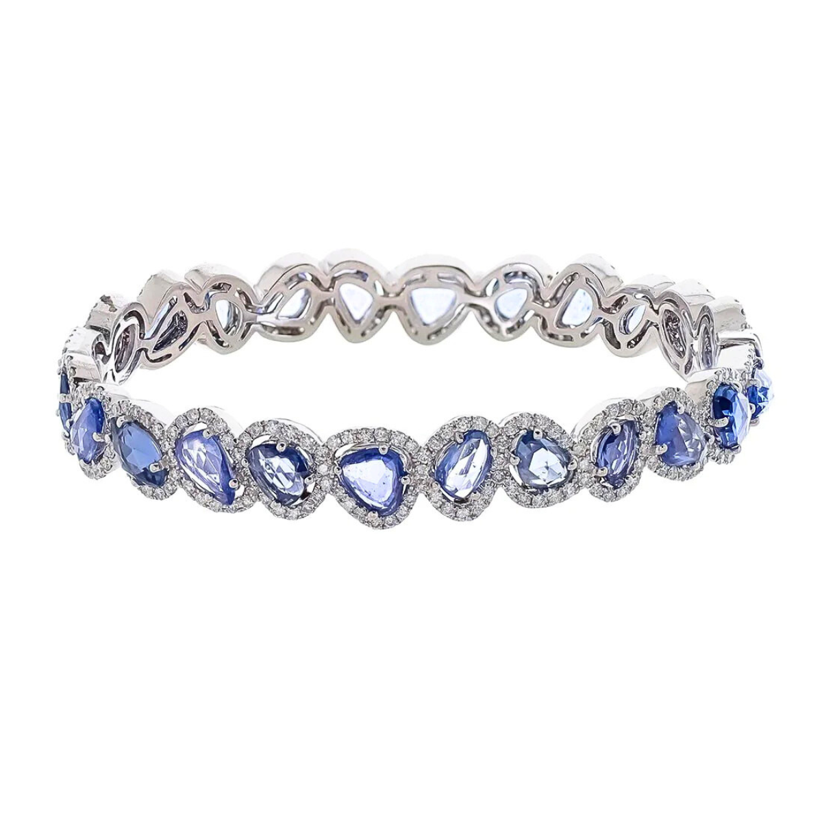 Rose Cut Sapphire Diamond Bangle