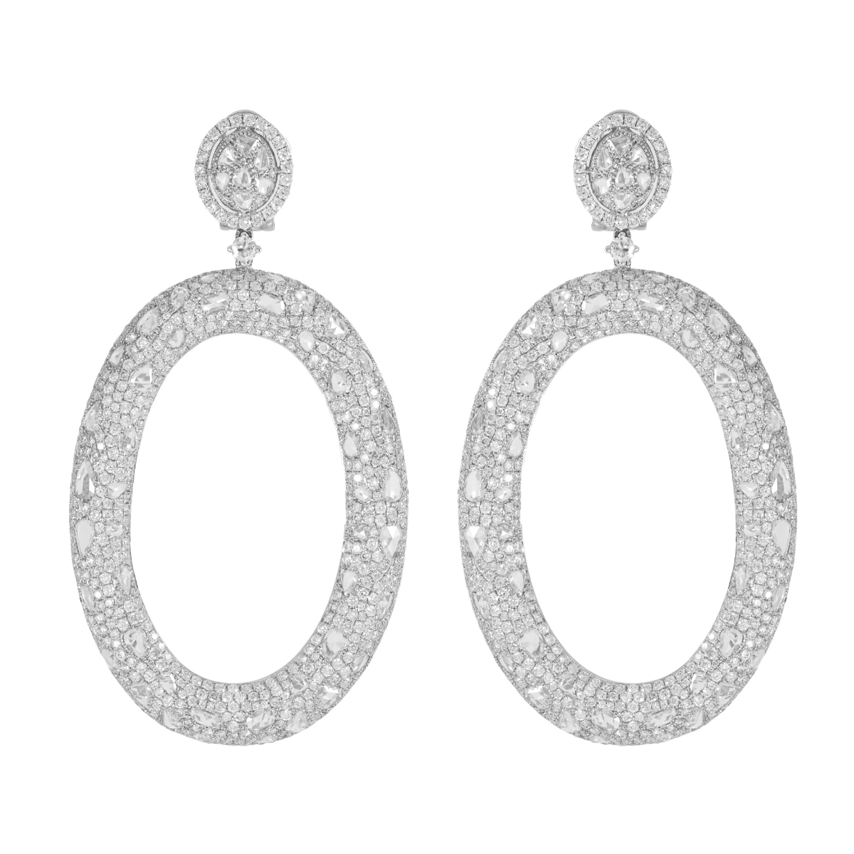 Rose Cut Diamond Bagel Drop Earrings