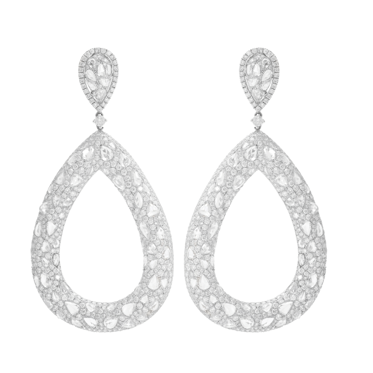 Rose Cut Diamond Bagel Drop Earring