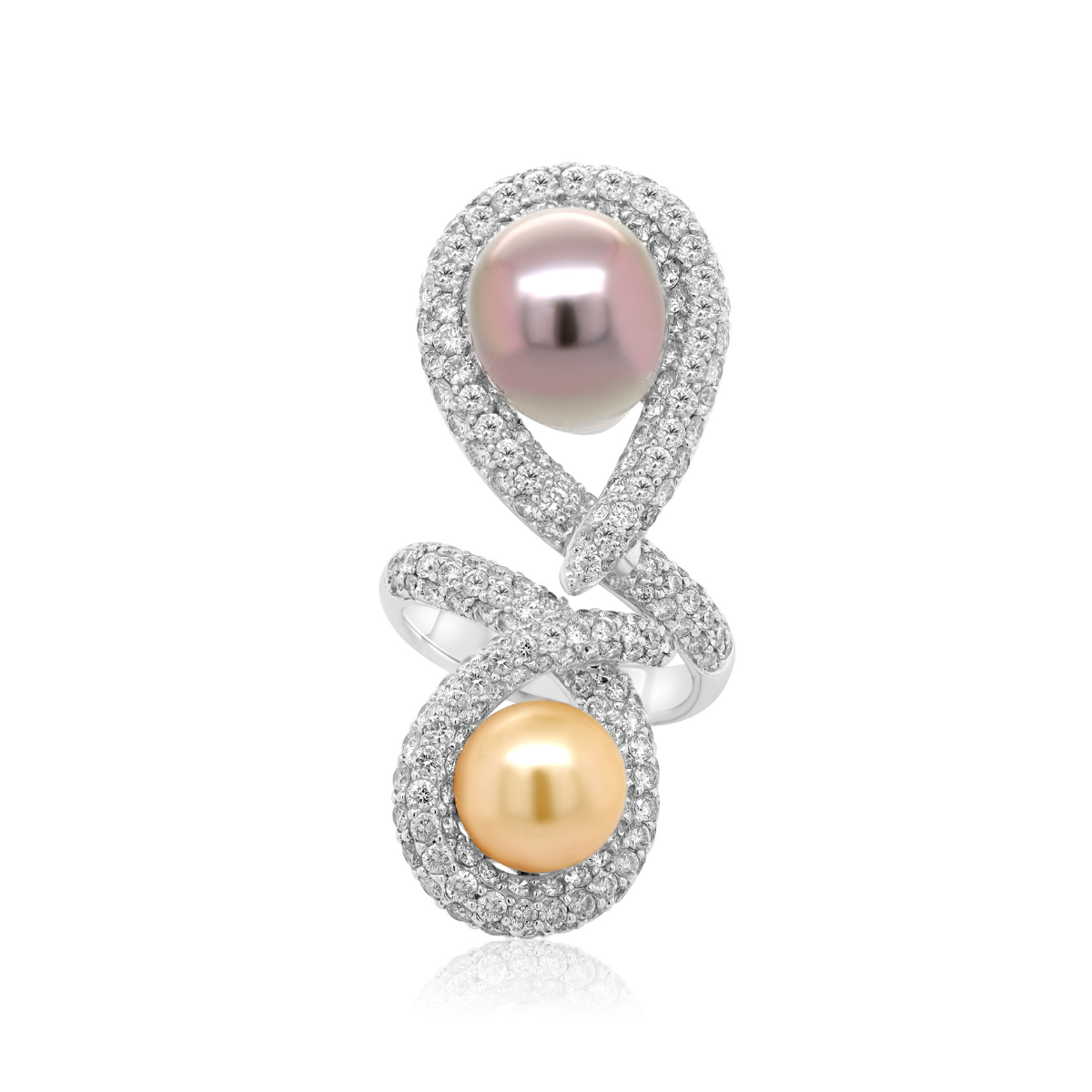 Yellow and Black Pearl Diamond Ring