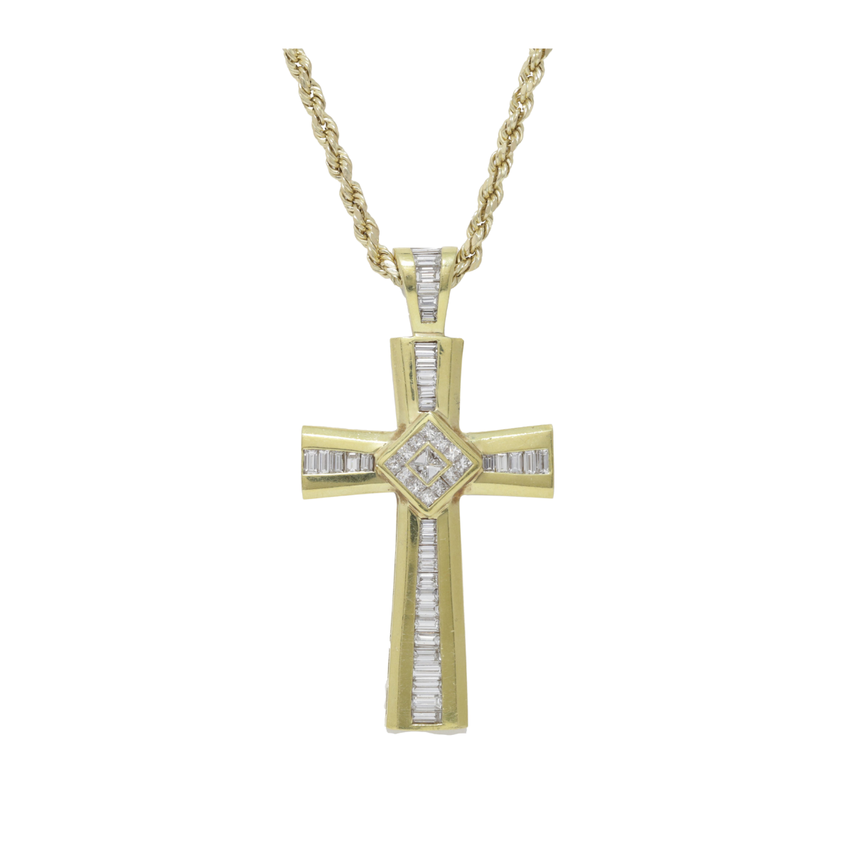diamond cross necklace yellow gold