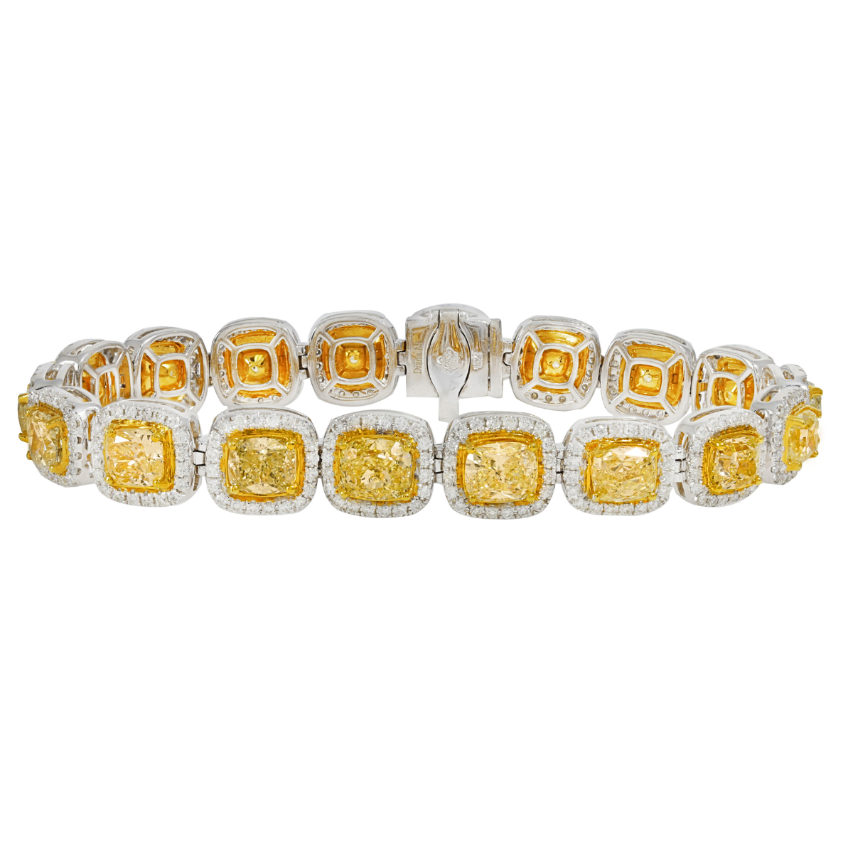 Two Tone Yellow Diamond Halo Bracelet