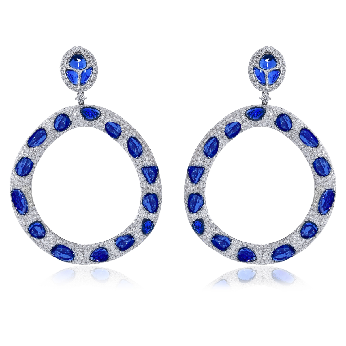 Rose Cut Sapphire Bagel Drop Earrings