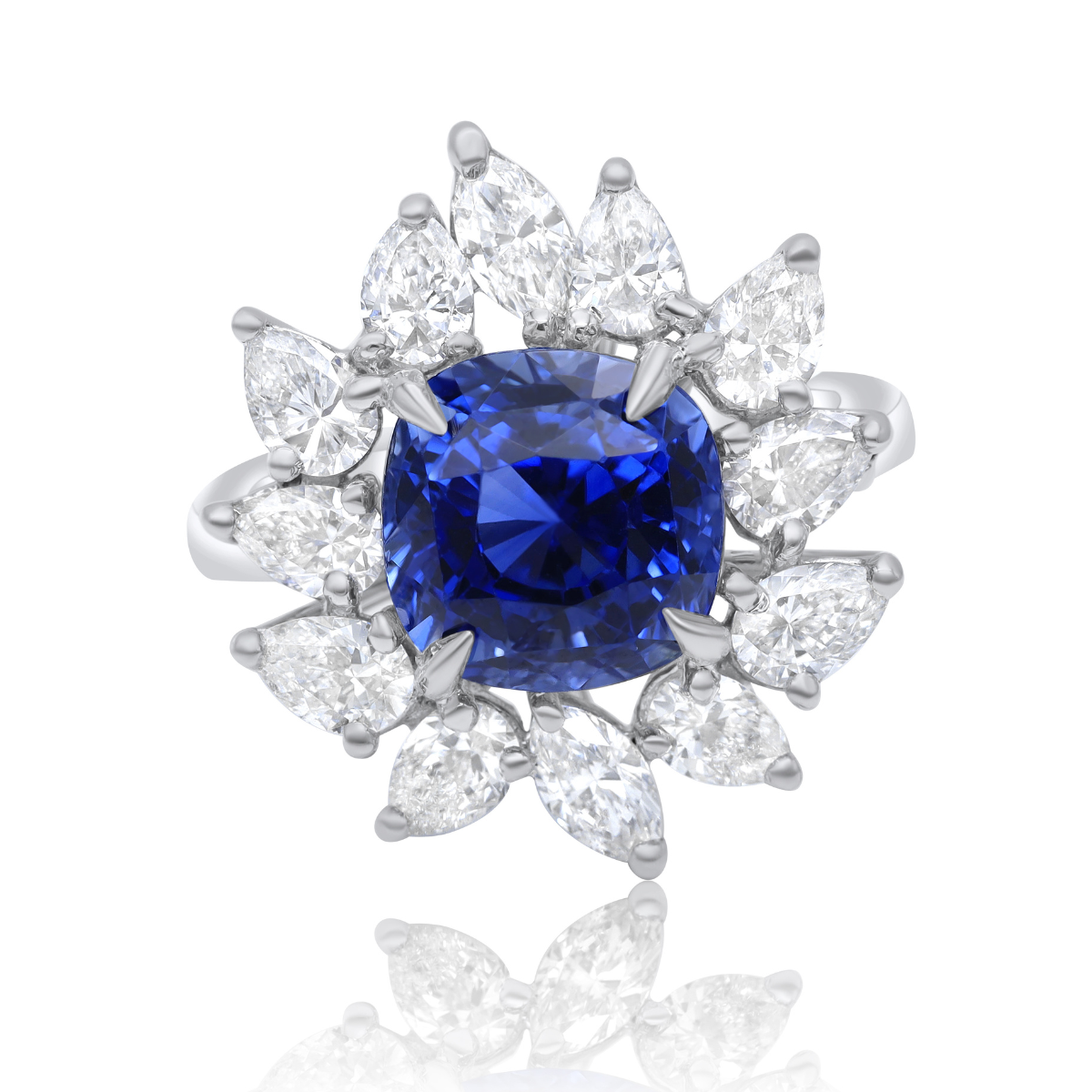 Sapphire Diamond Flower Ring