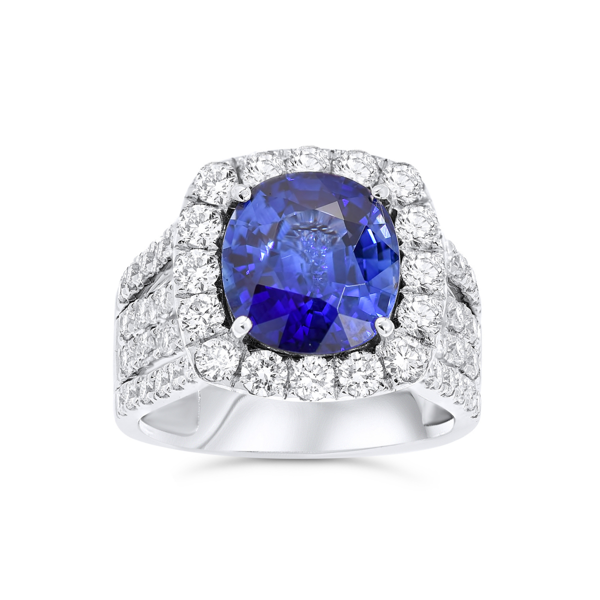Sapphire Cushion Halo Ring
