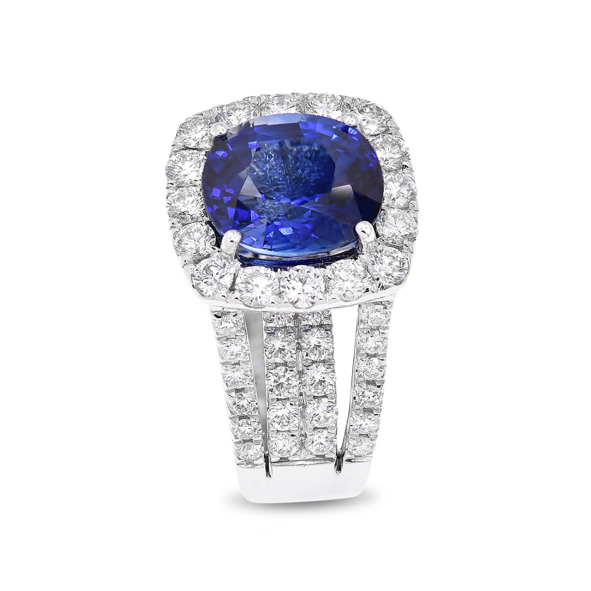 Sapphire Cushion Halo Ring