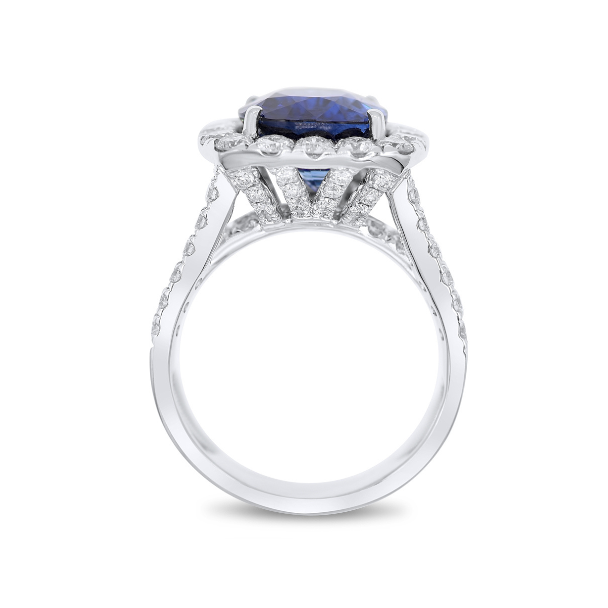 Sapphire Cushion Halo Ring