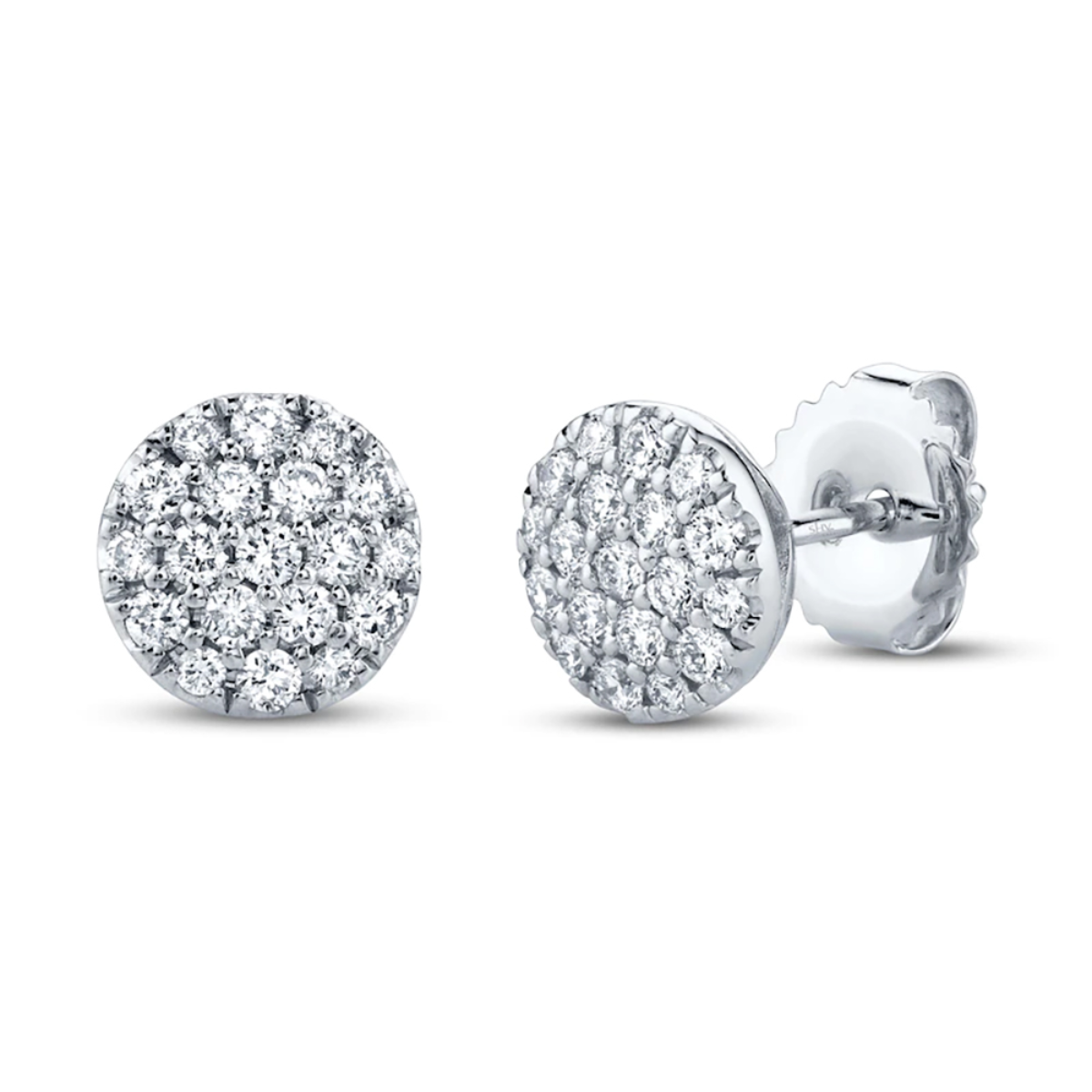 White Gold Diamond Pave Circle Stud Earring