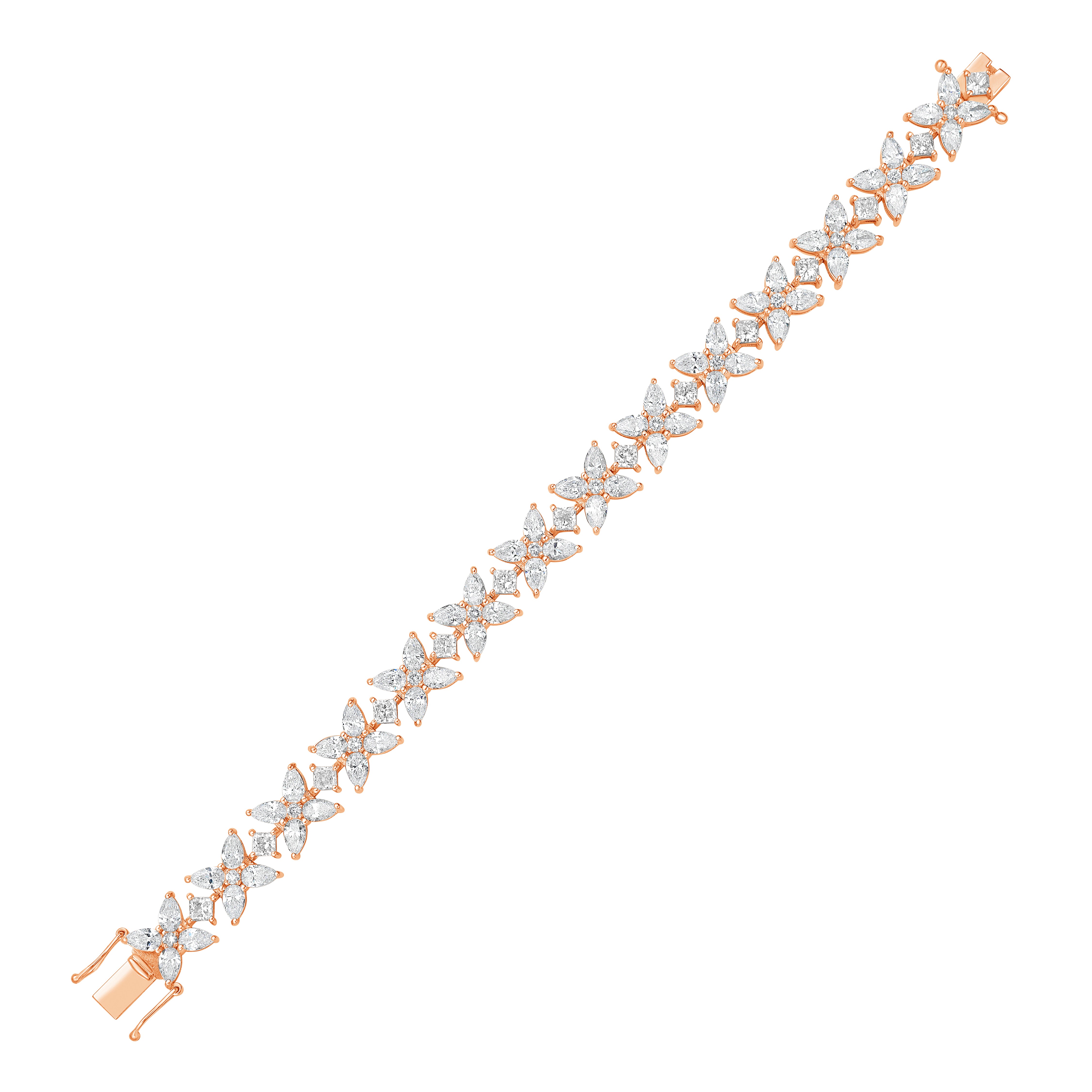Lab Grown Multi Shaped Diamond Cluster Bracelet