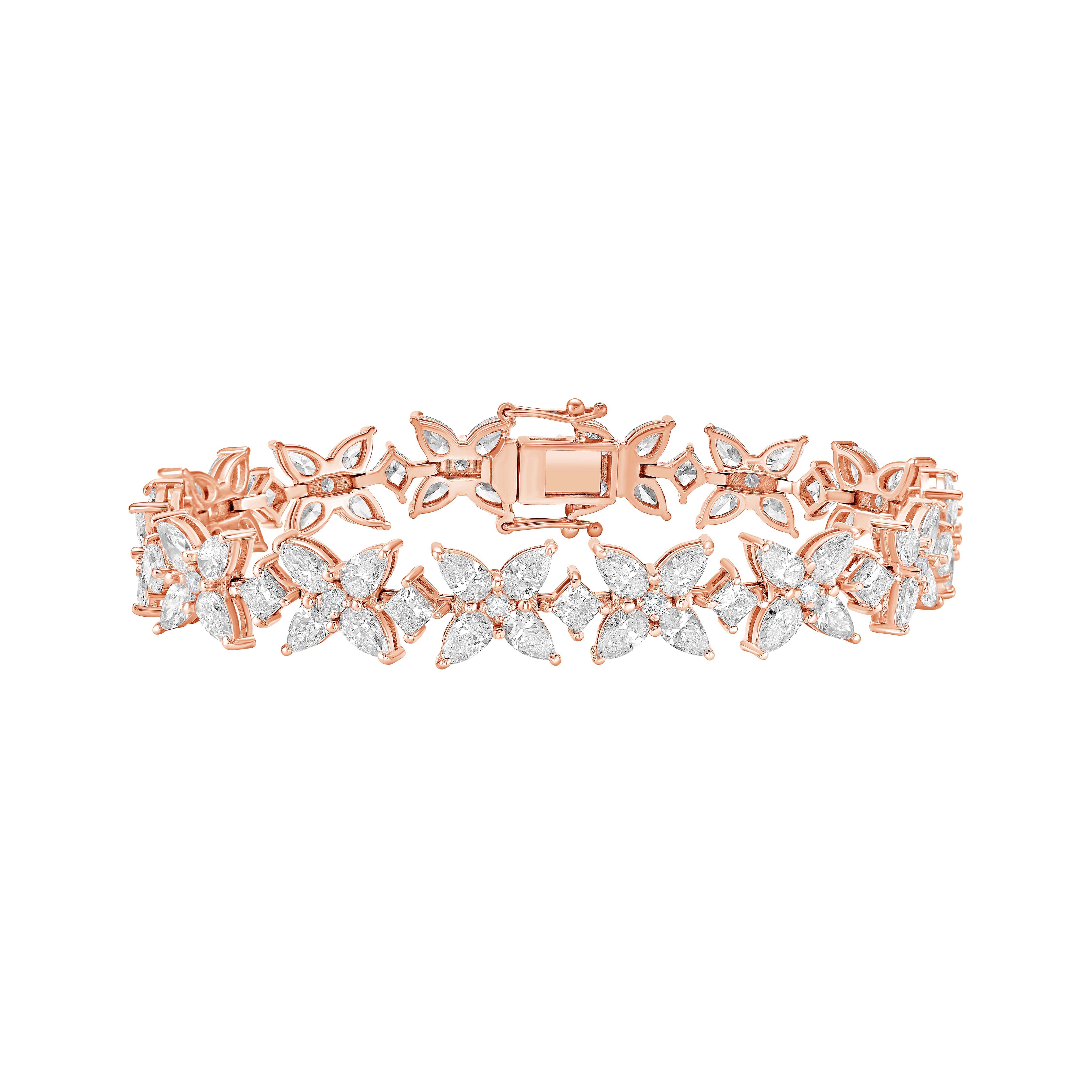 Lab Grown Multi Shaped Diamond Cluster Bracelet