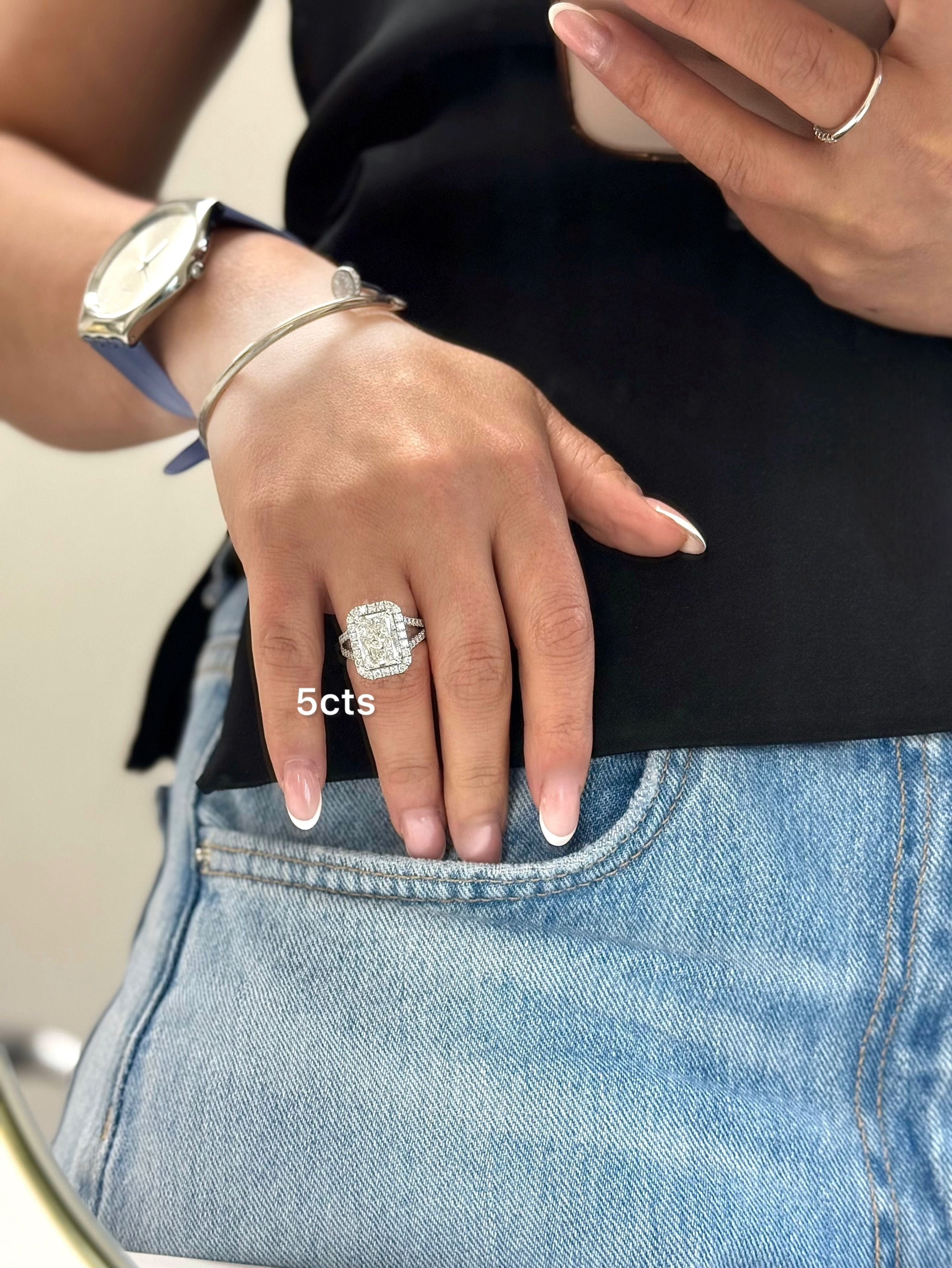 Lab Grown Radiant Halo Diamond Engagement Ring