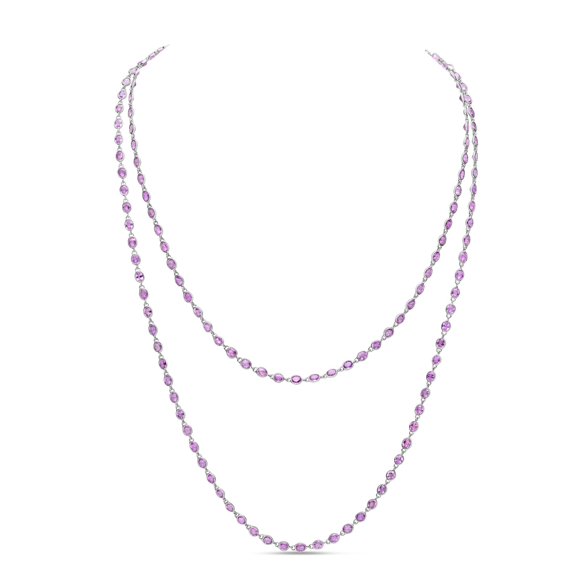 Oval Pink Sapphire Necklace