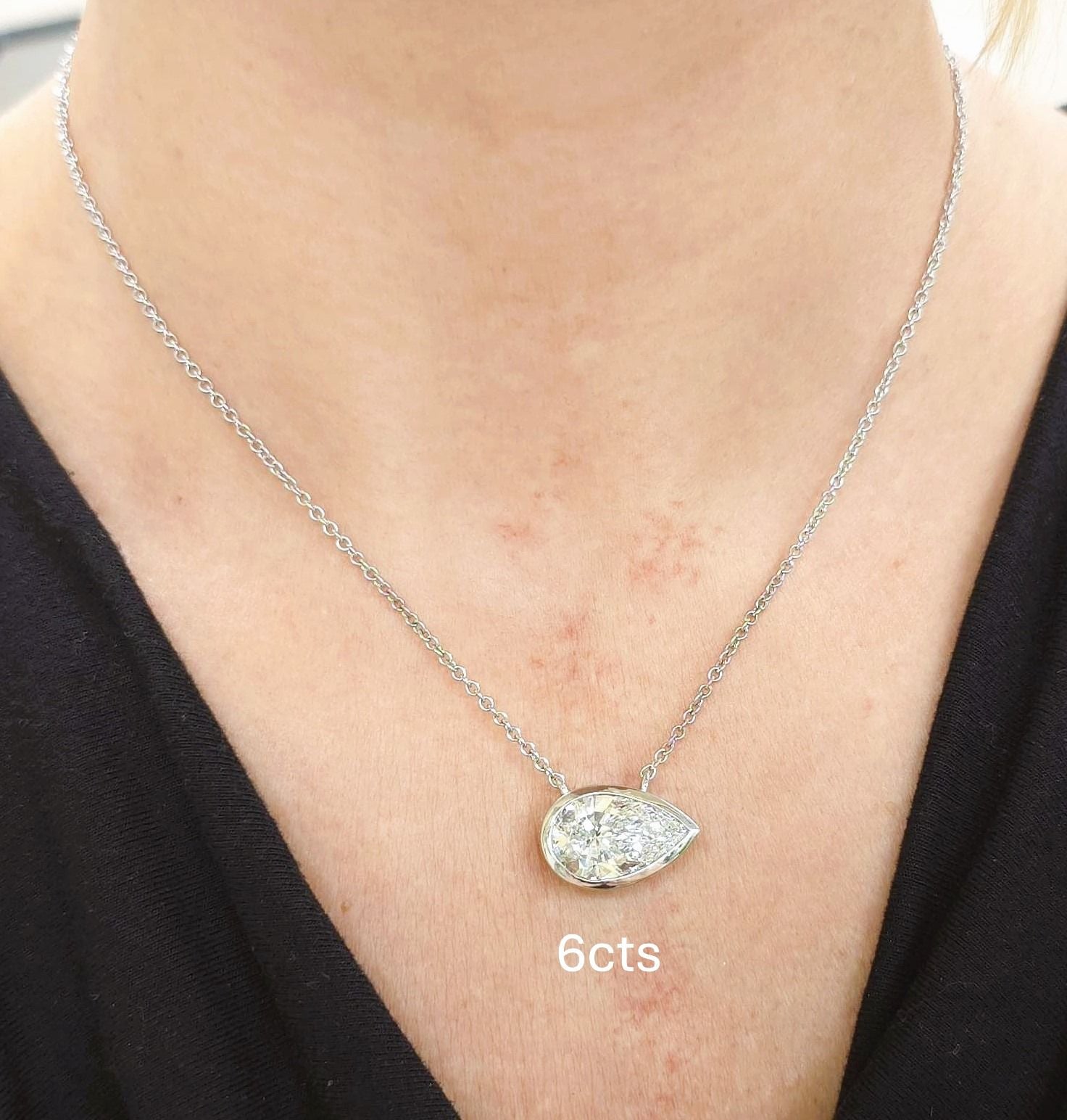 Lab Grown Bezel Pear Diamond Pendant