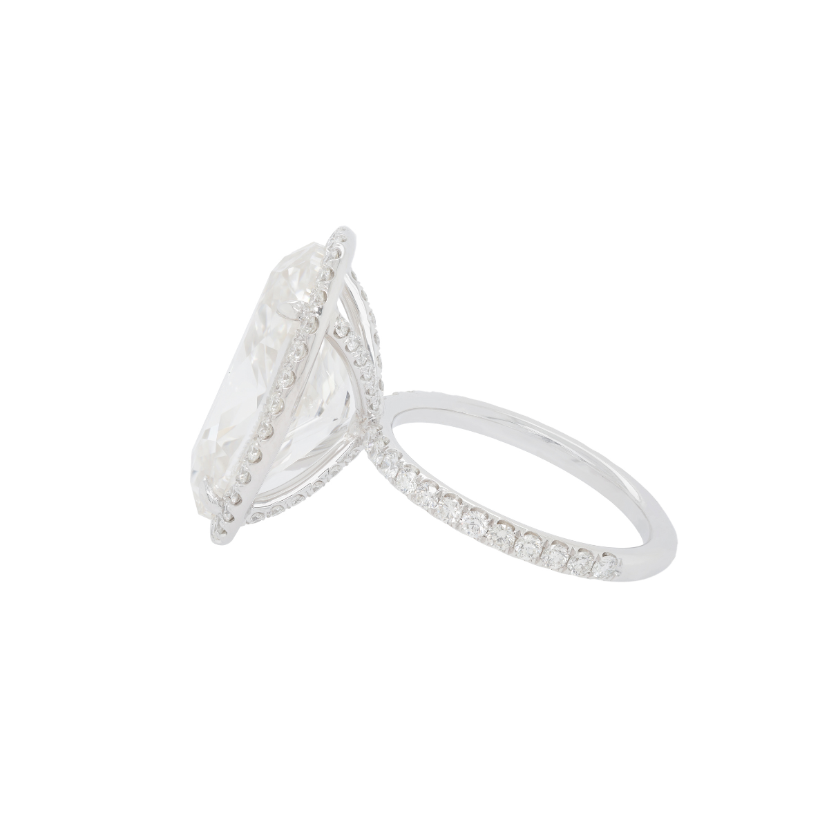 GIA certified J-VS2 oval diamond ring with round diamond halo