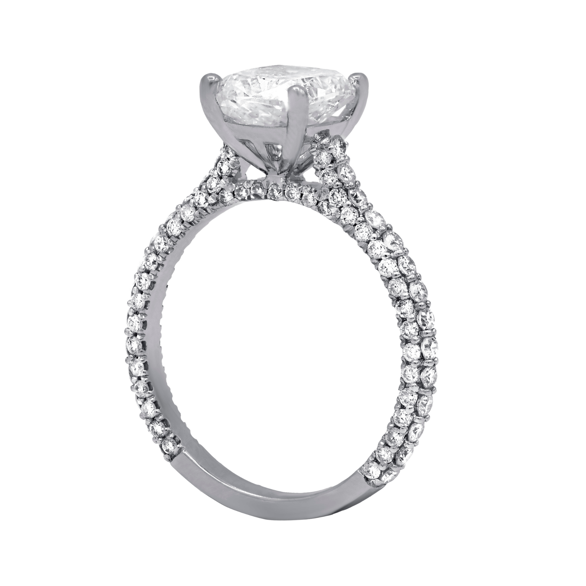 GIA certified cushion cut diamond with micropavé round halo