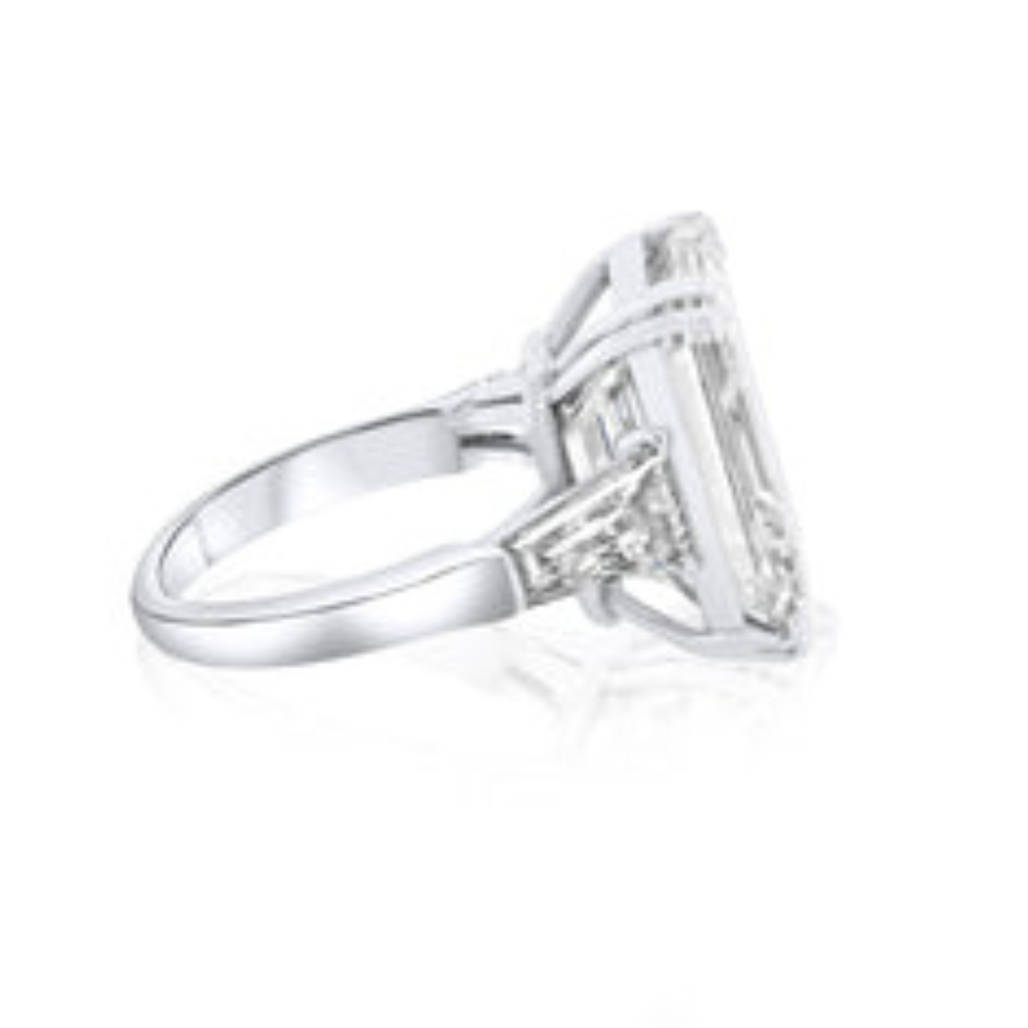 GIA certified emerald cut engagement ring with baguette side stones