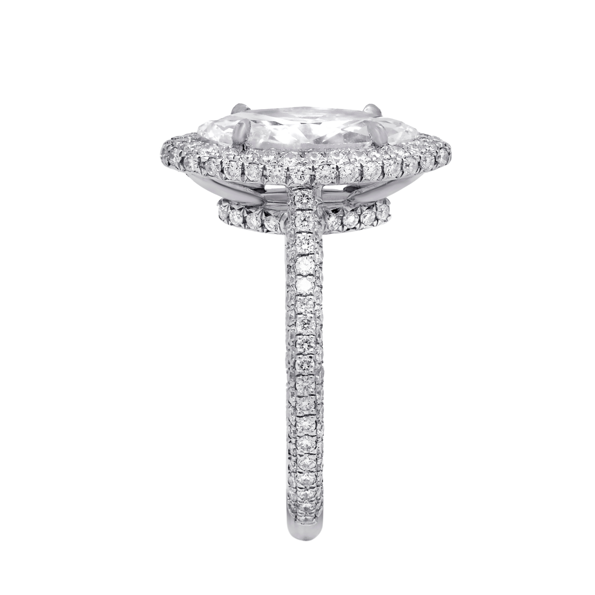 GIA certified marquise diamond with 1.2cts of surrounding round diamonds