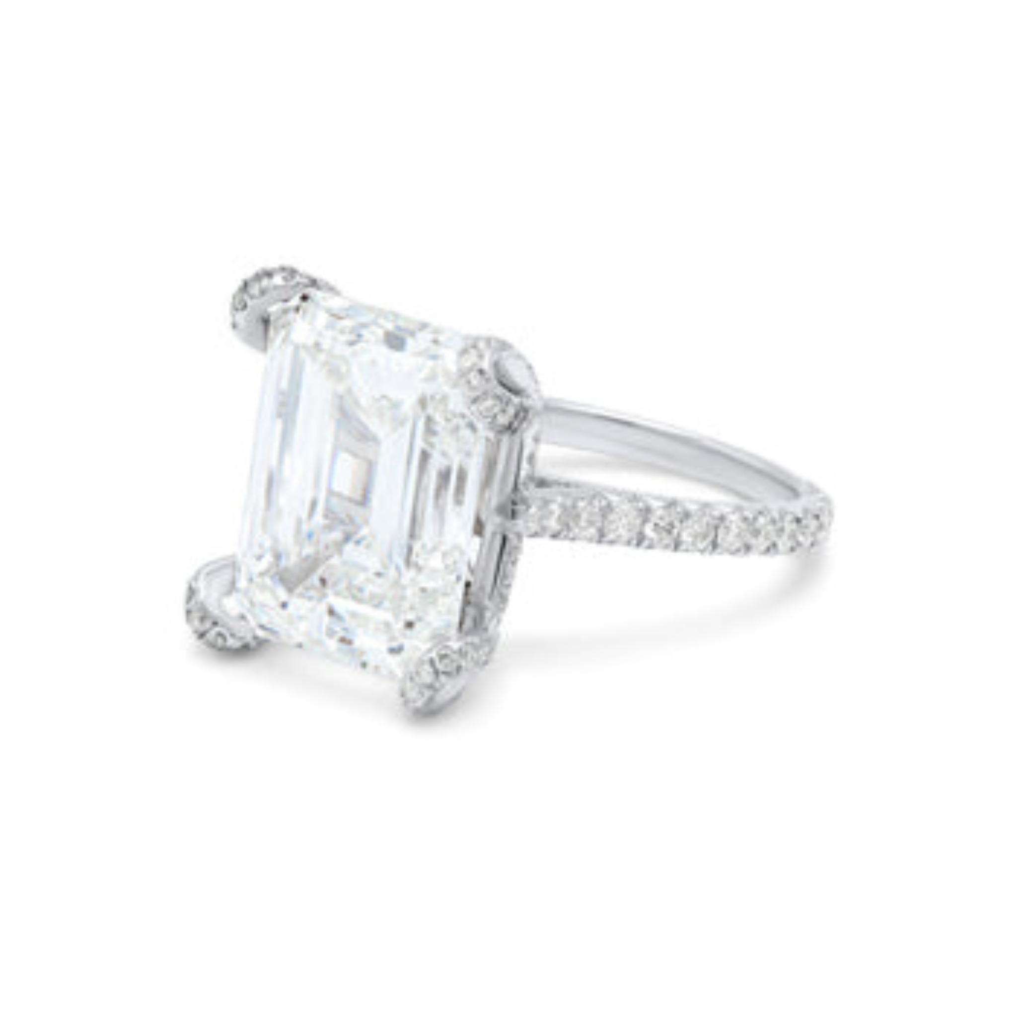 GIA certified white gold emerald cut engagement ring