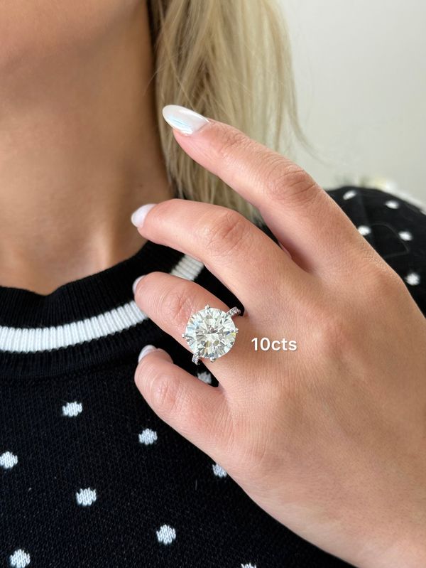 Lab Grown Round Pave Diamond Engagement Ring