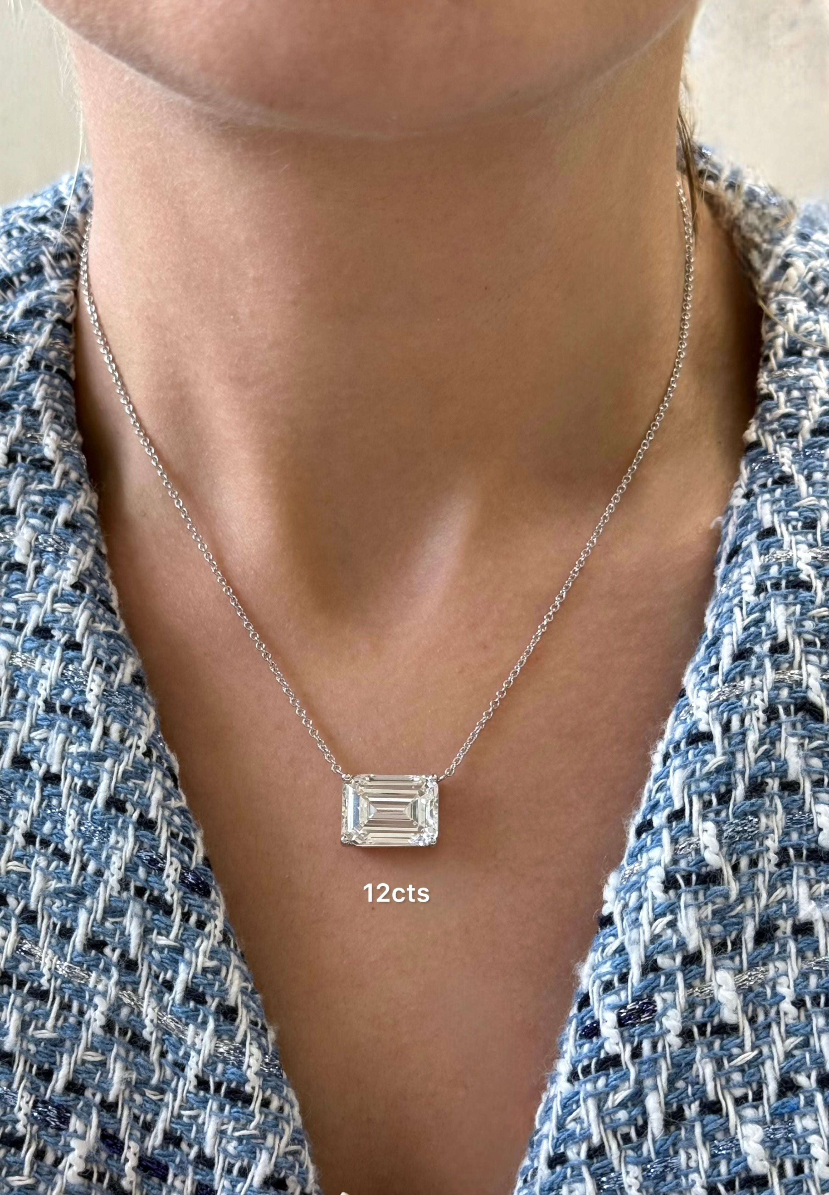 Lab Grown Diamond EAST WEST EMERALD Cut Pendant