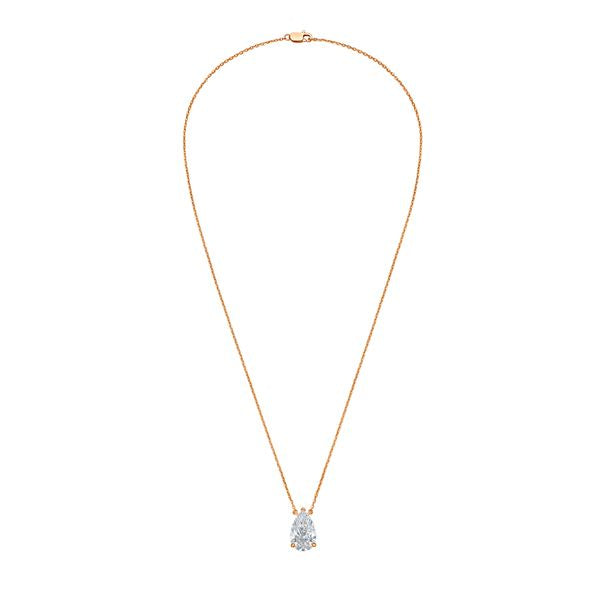 Horizontal pear diamond necklace with 4-prong basket in 14K white gold
