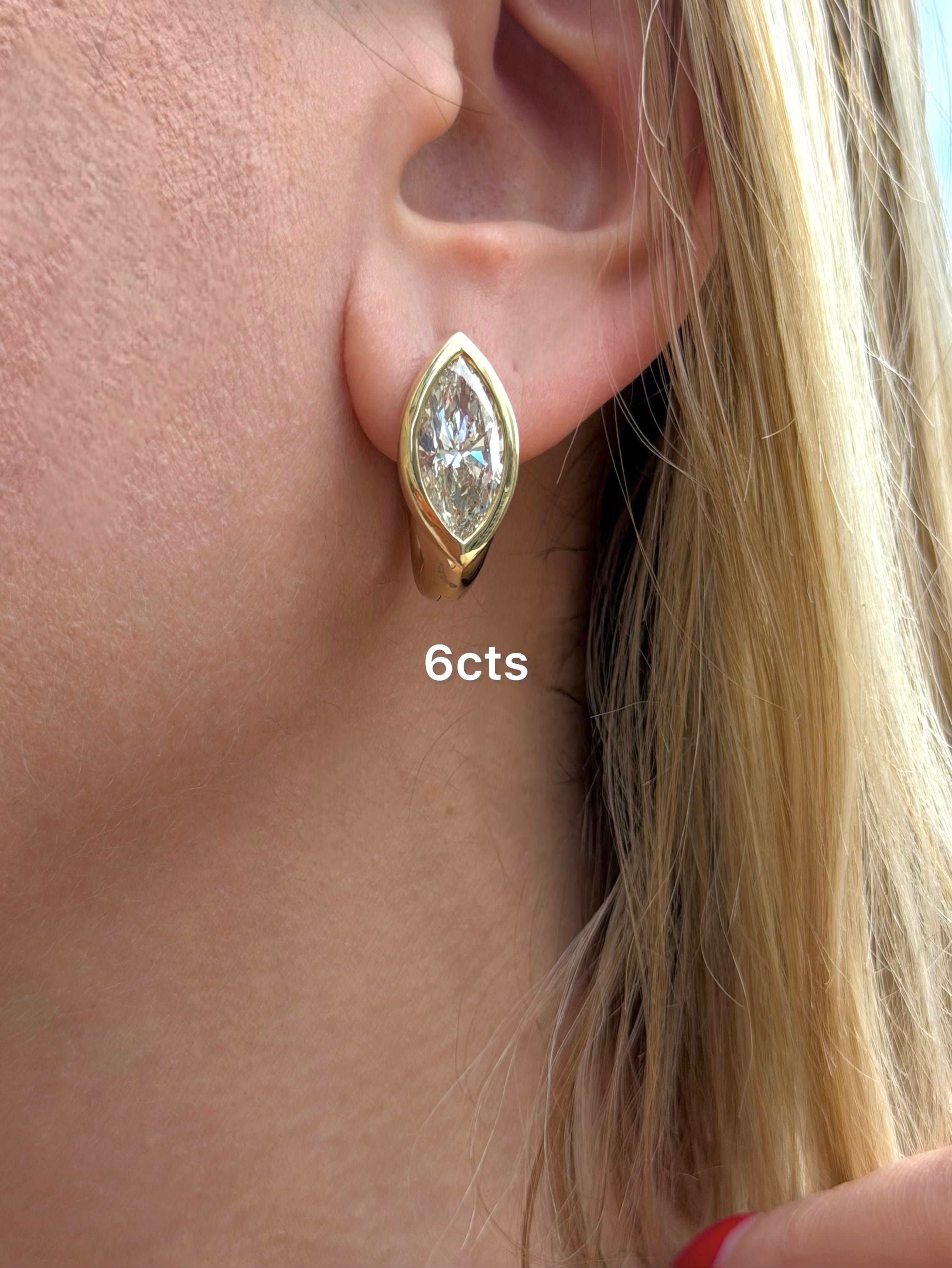 Lab Grown Marquise Diamond Bezel Earrings