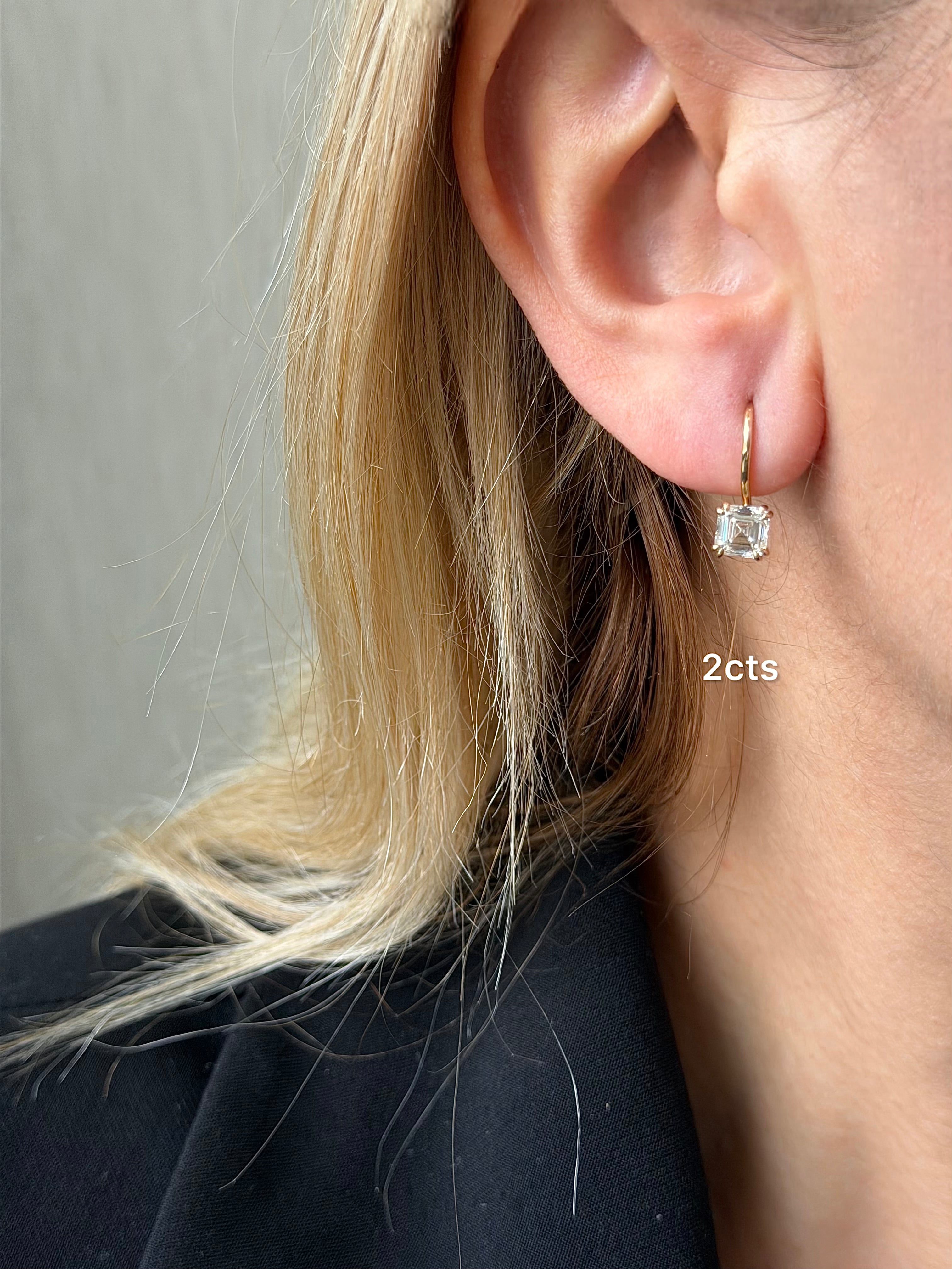 Lab Grown Asscher Cut Diamond Drop Earrings