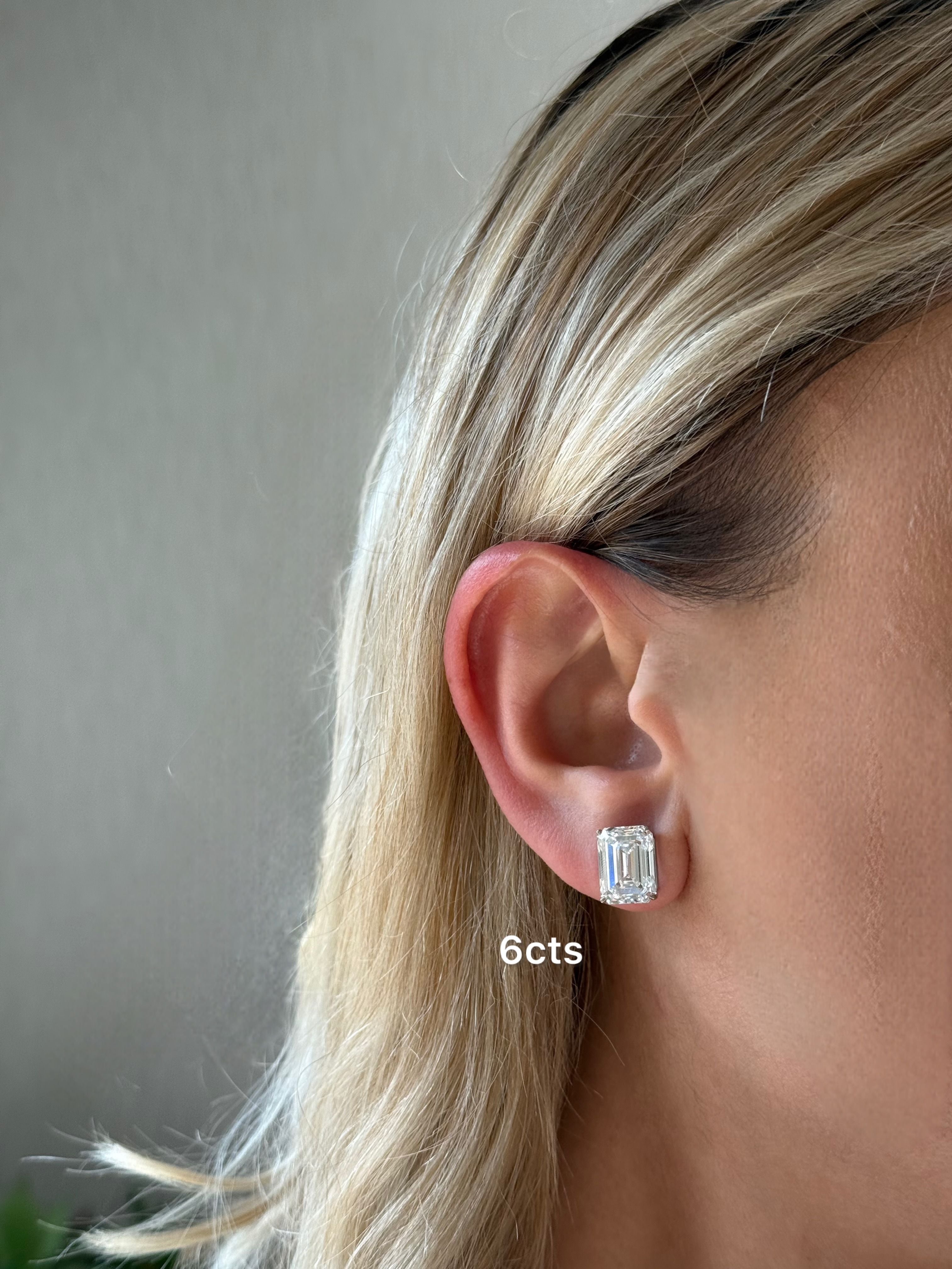 Lab Grown Emerald Cut Diamond Studs