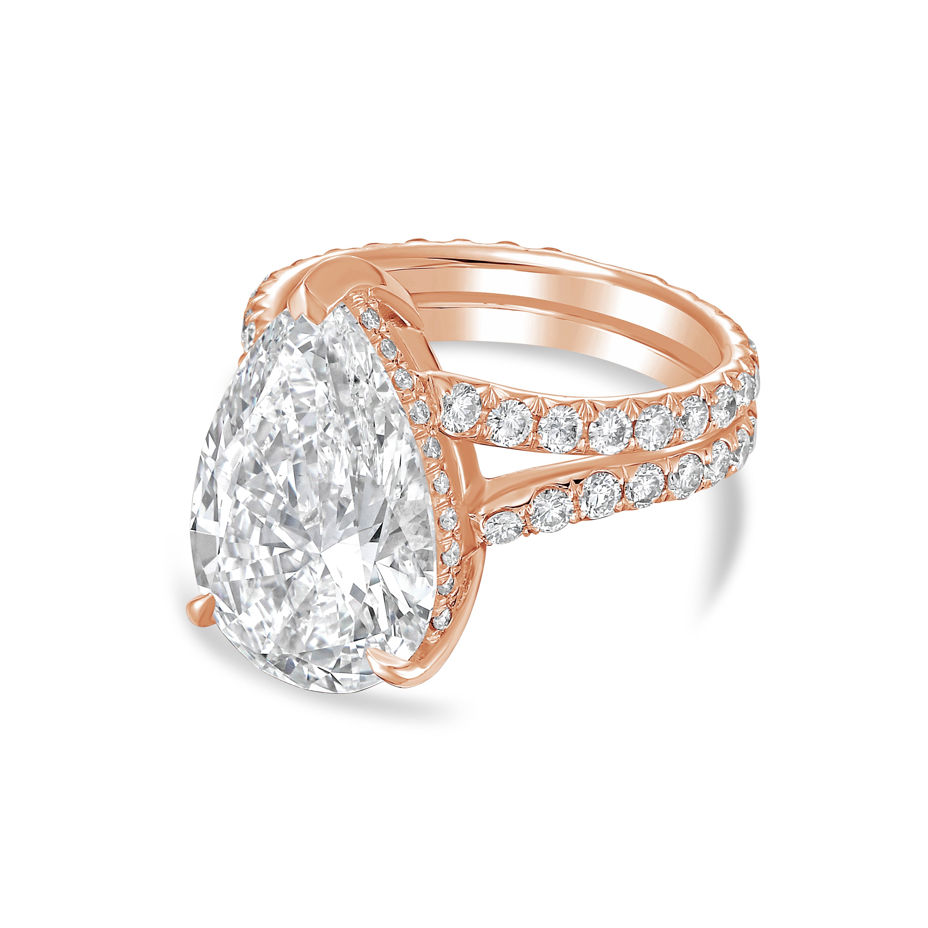 Lab Grown Pear Cut Split Shank Ring