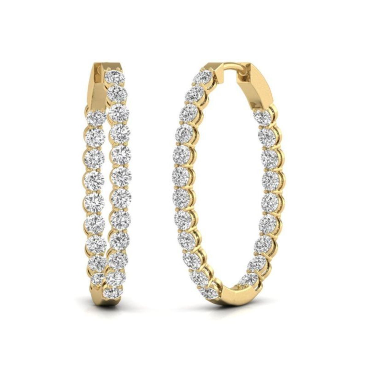 In & Out Round Diamond Hoop gold